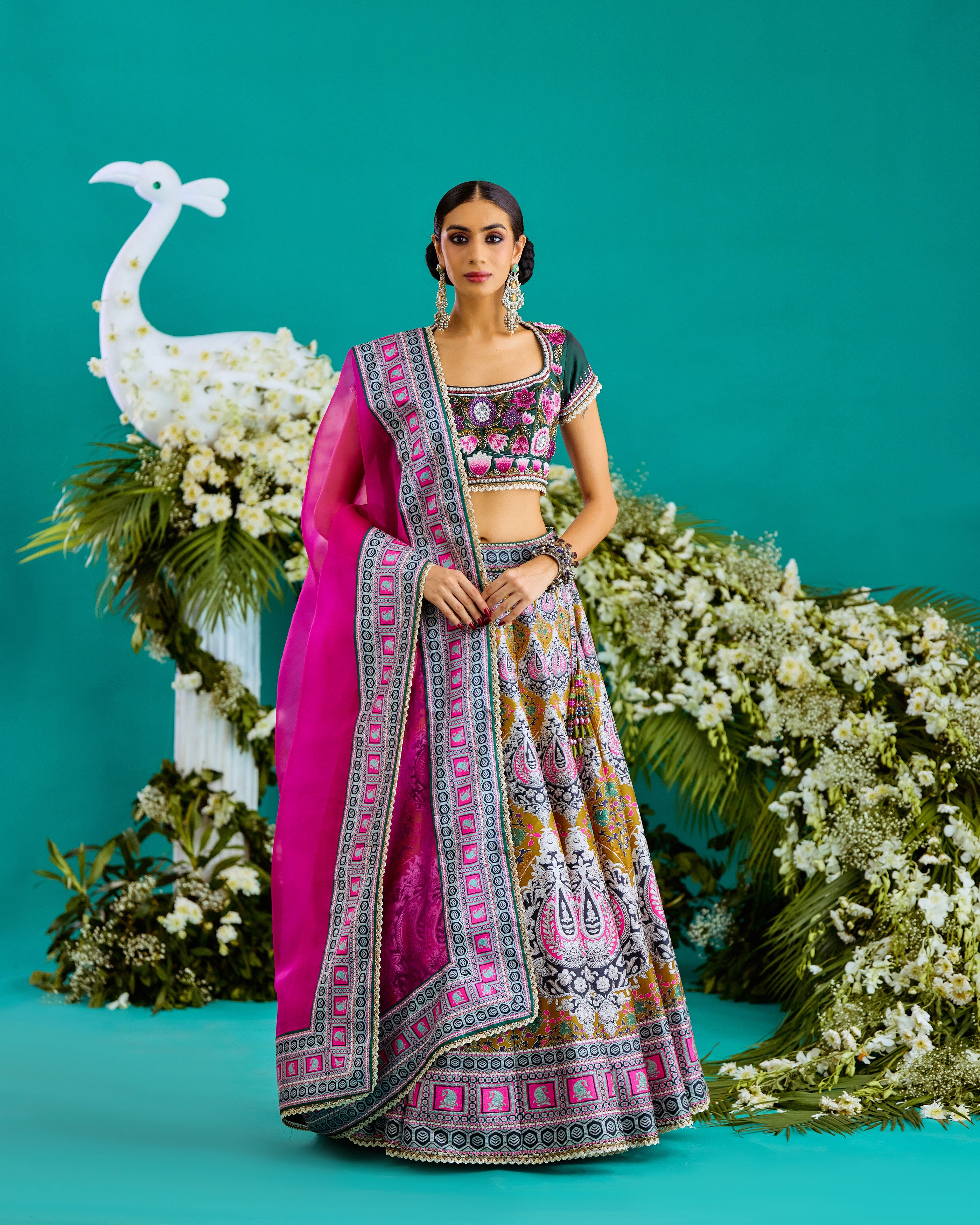 Baati : Leela - Fuchsia/Anise Green