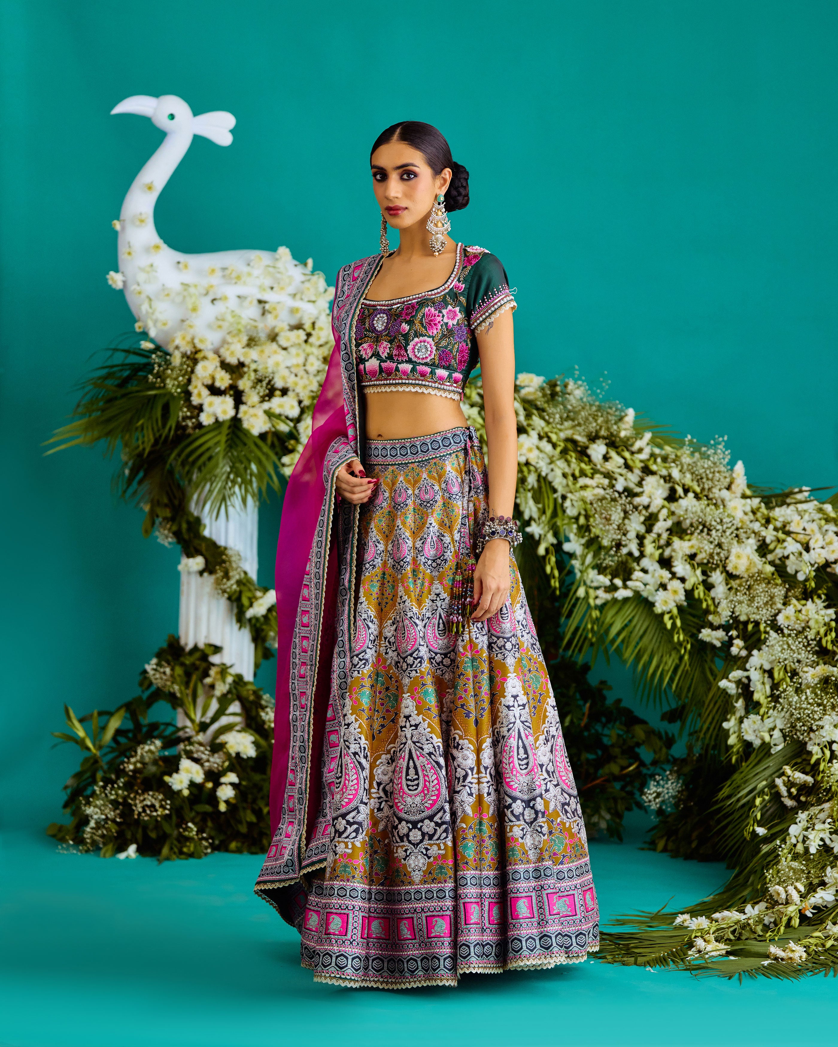 Baati : Leela - Fuchsia/Anise Green