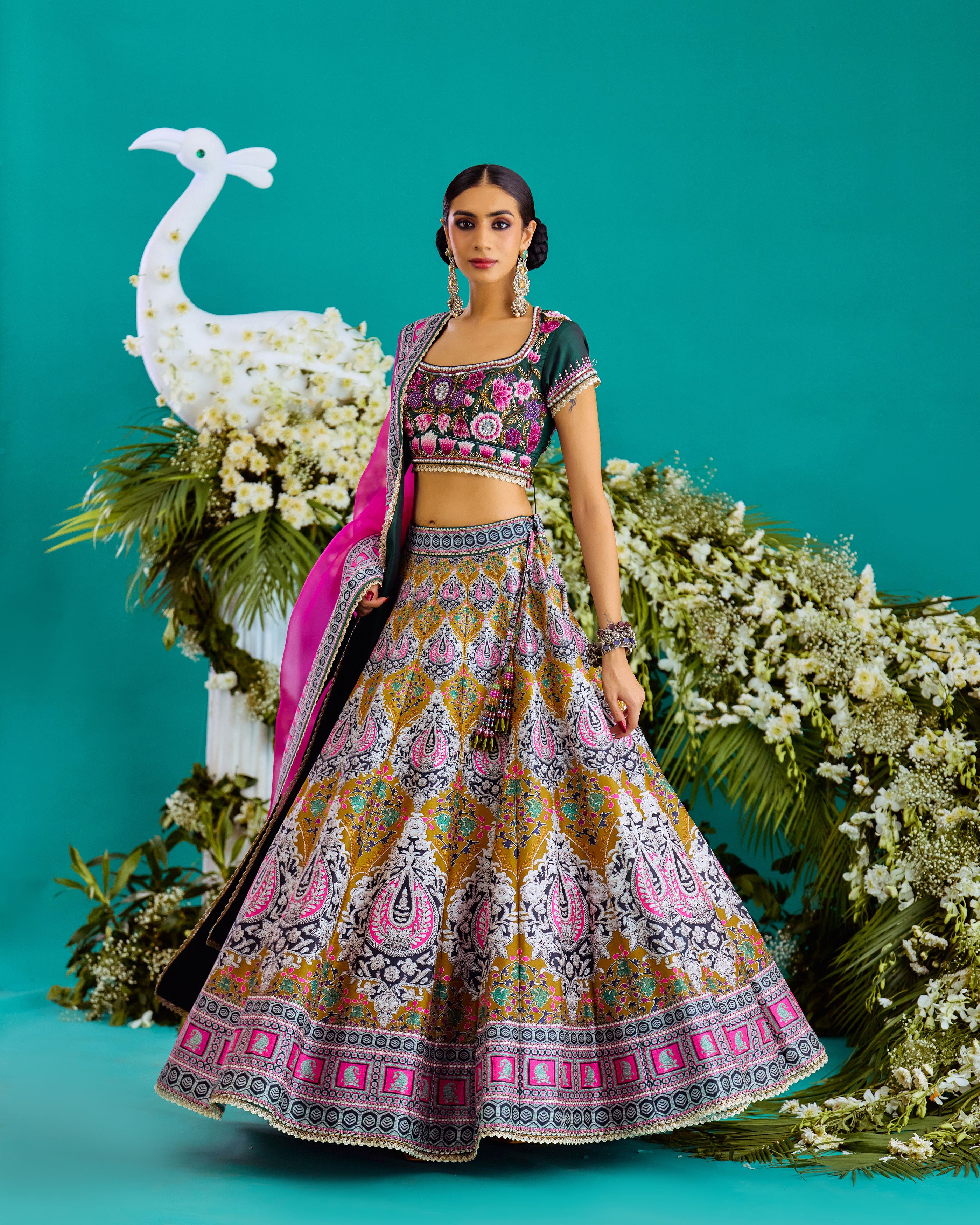 Baati : Leela - Fuchsia/Anise Green