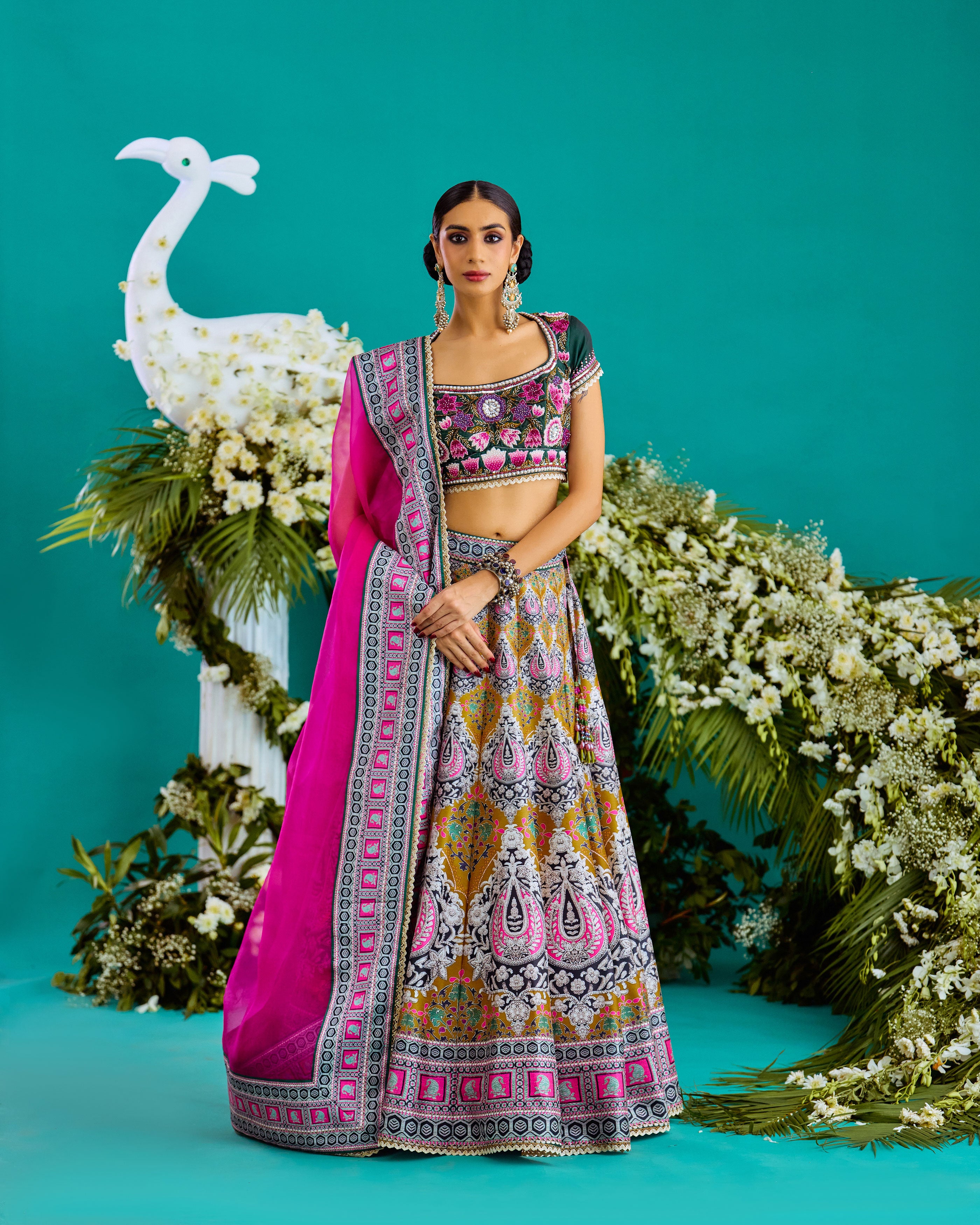 Baati : Leela - Fuchsia/Anise Green
