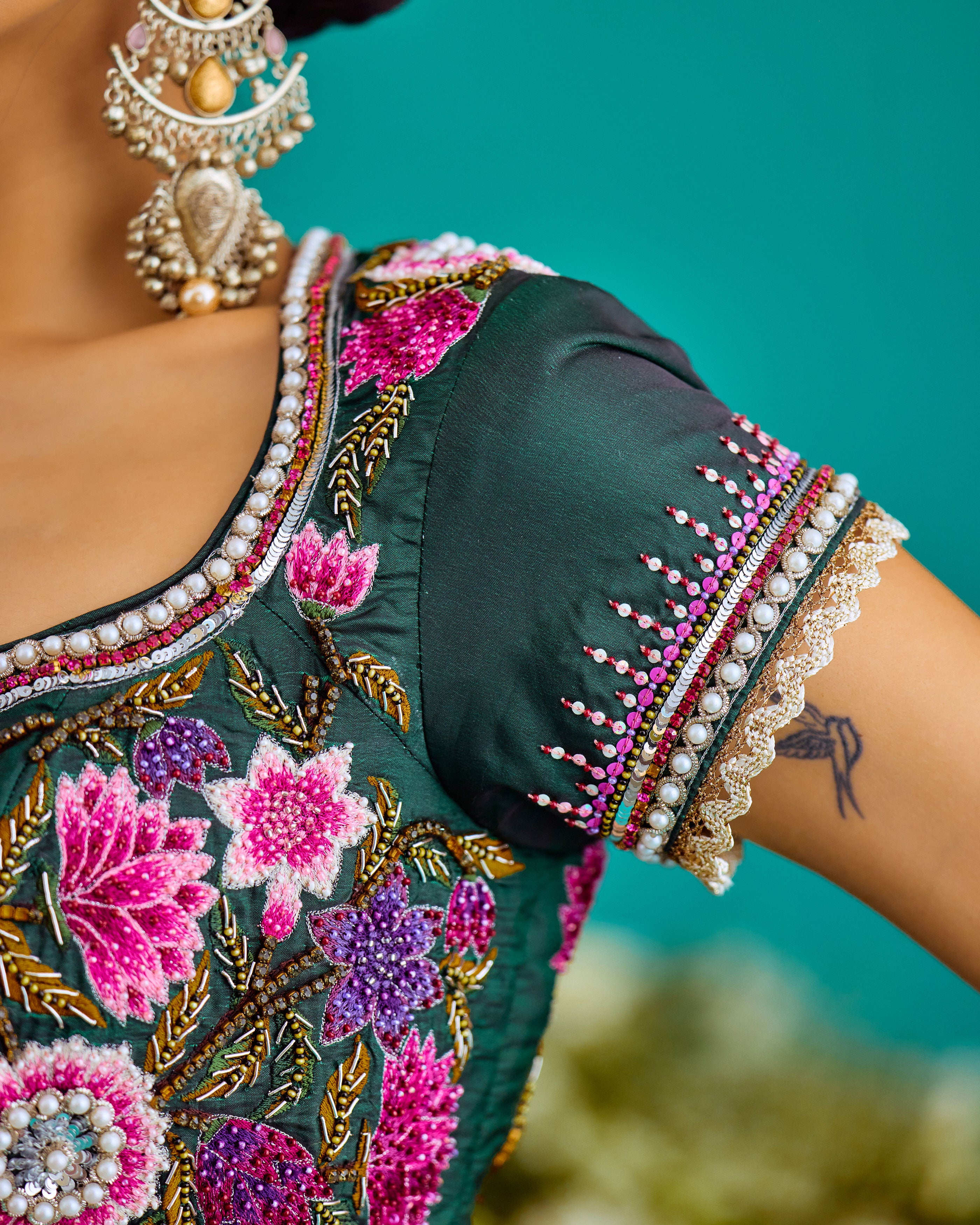 Baati : Leela - Fuchsia/Anise Green