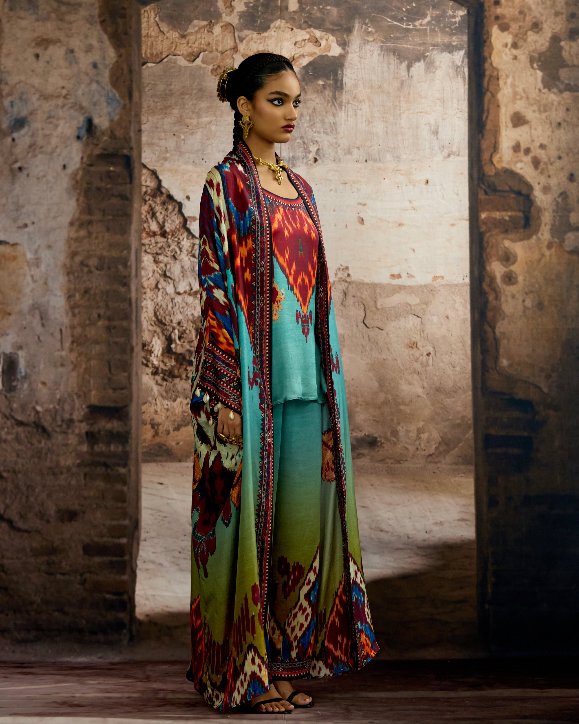 Kasbah : Kimono - Aqua/Lime