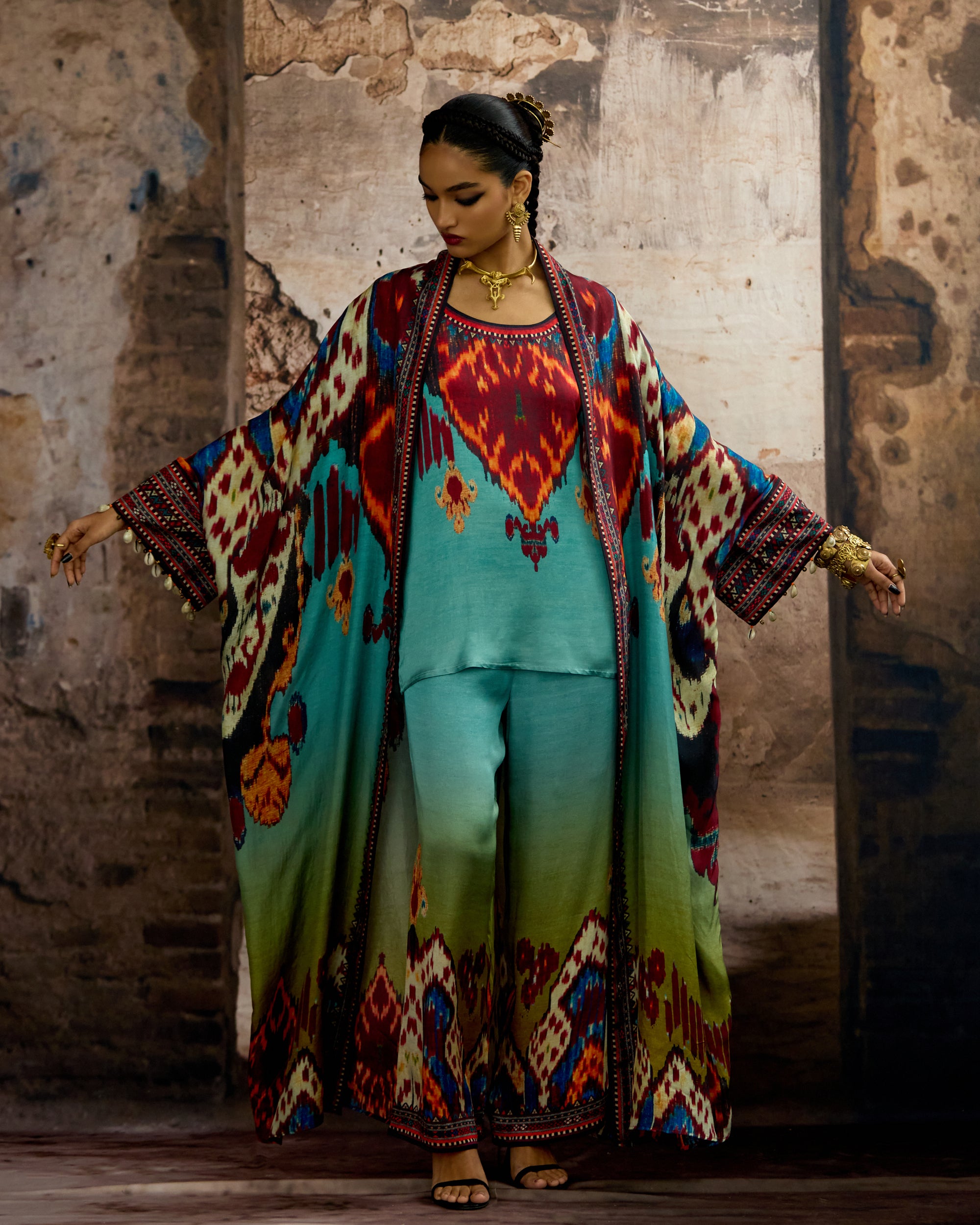 Kasbah : Kimono - Aqua/Lime