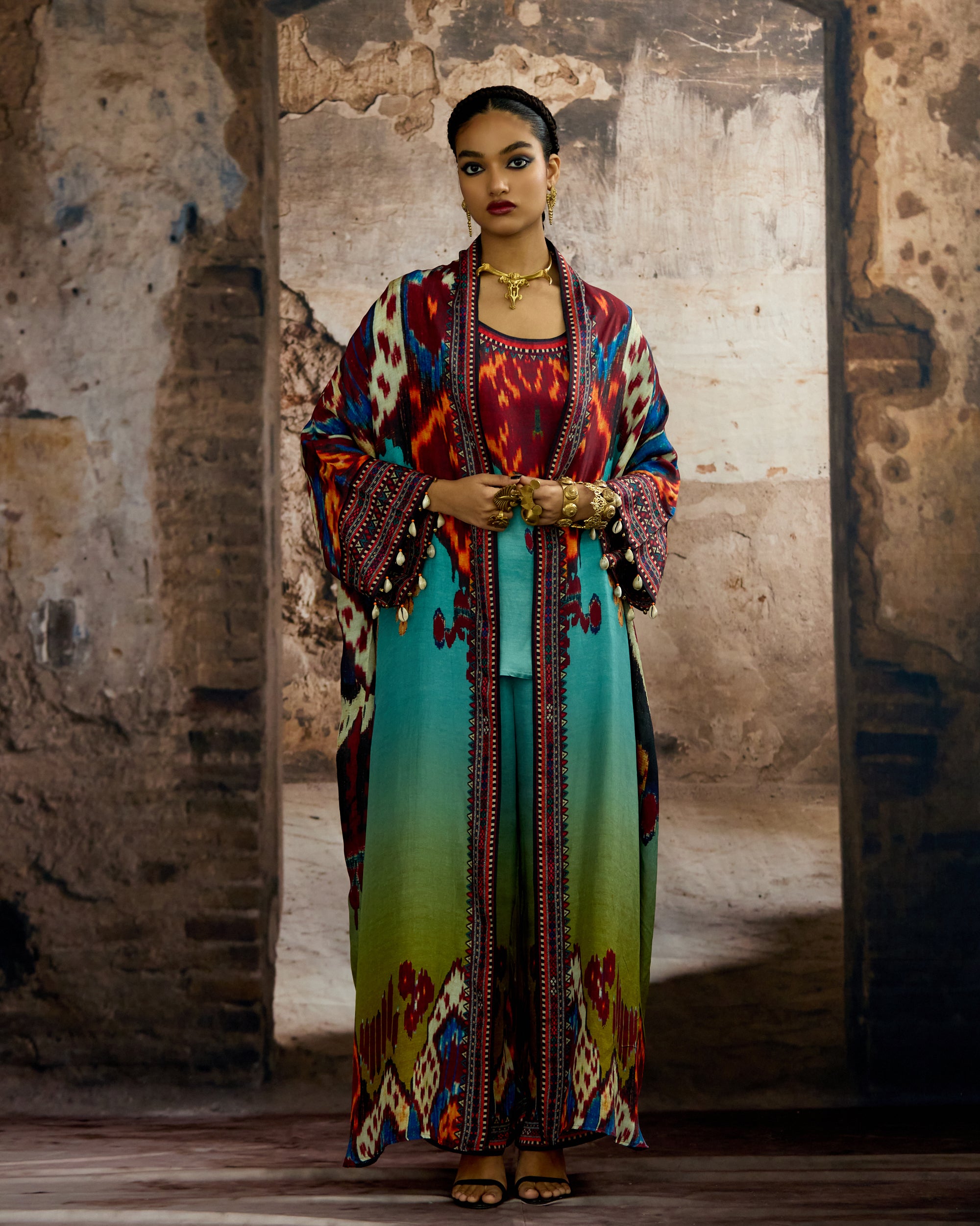 Kasbah : Kimono - Aqua/Lime