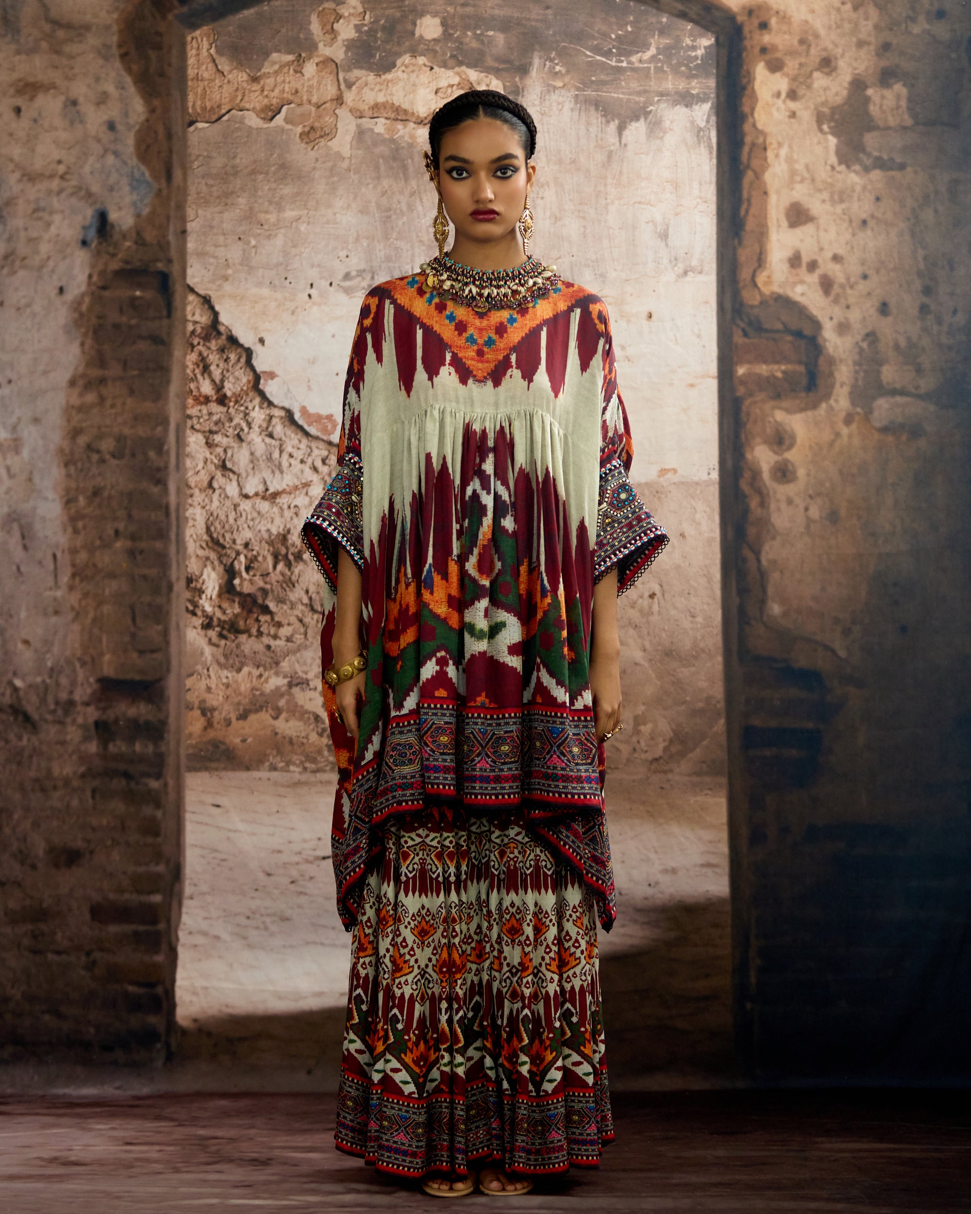 Kasbah : Parvati Sharara - Beige/Red