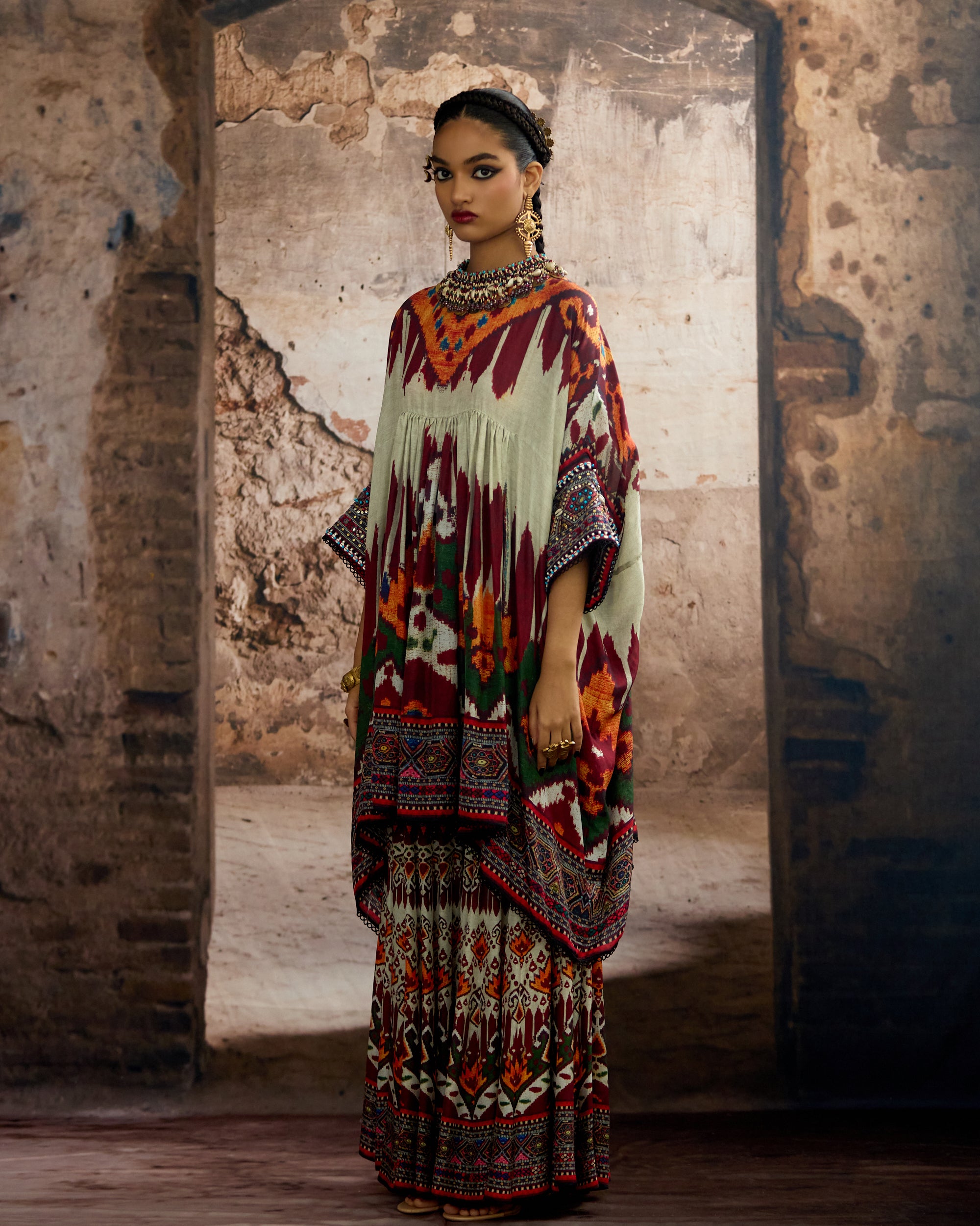 Kasbah : Parvati Sharara - Beige/Red