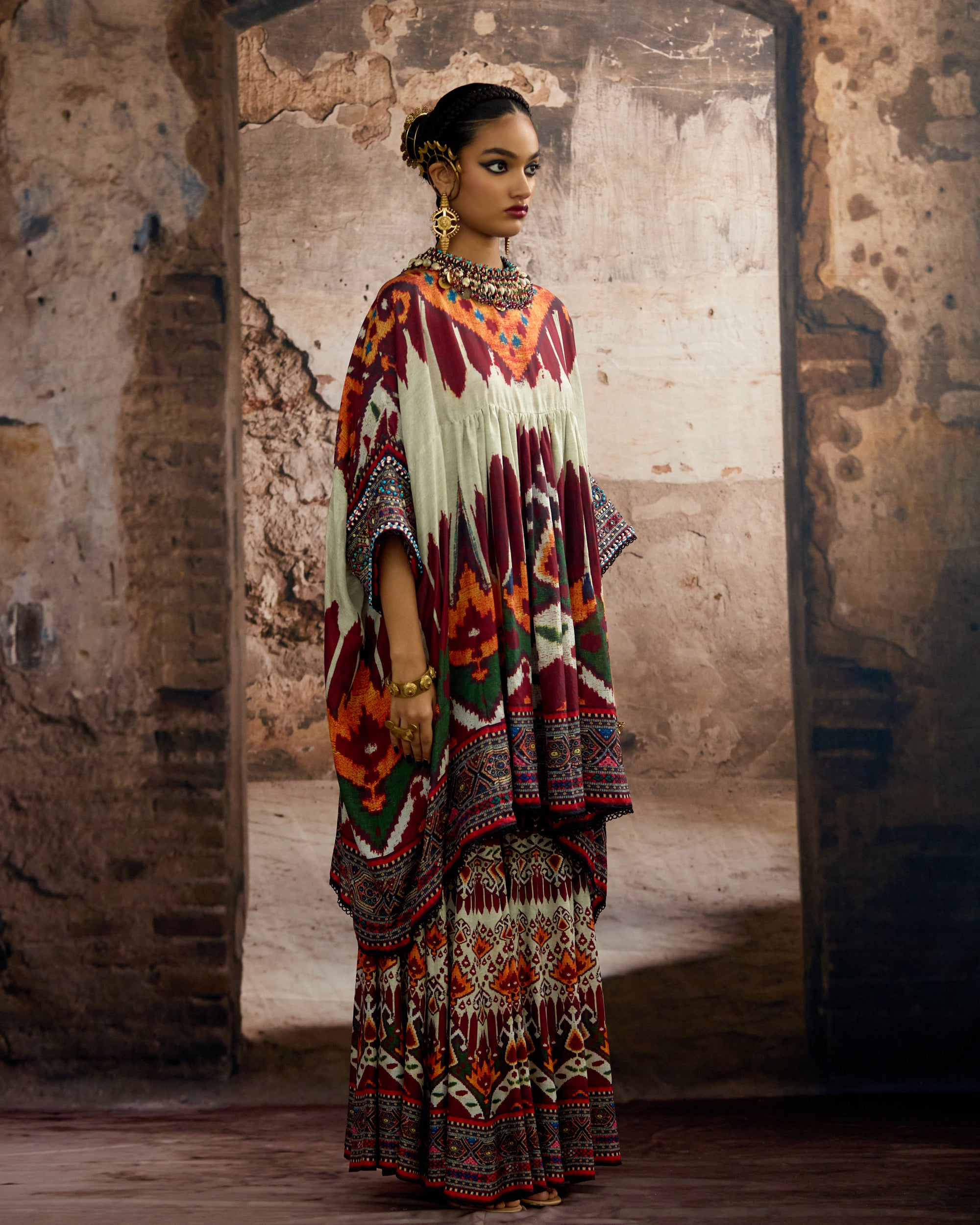 Kasbah : Parvati Sharara - Beige/Red