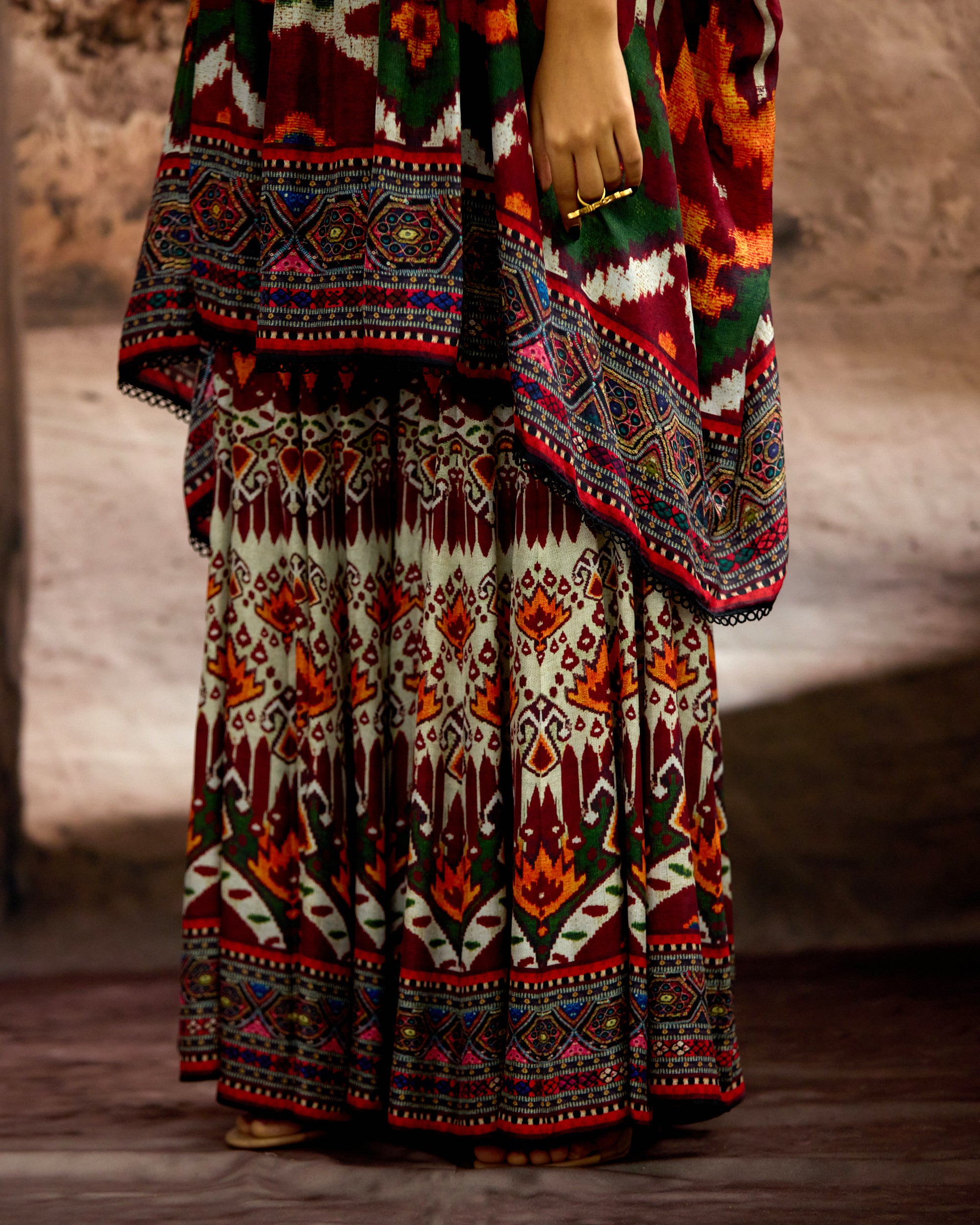 Kasbah : Parvati Sharara - Beige/Red