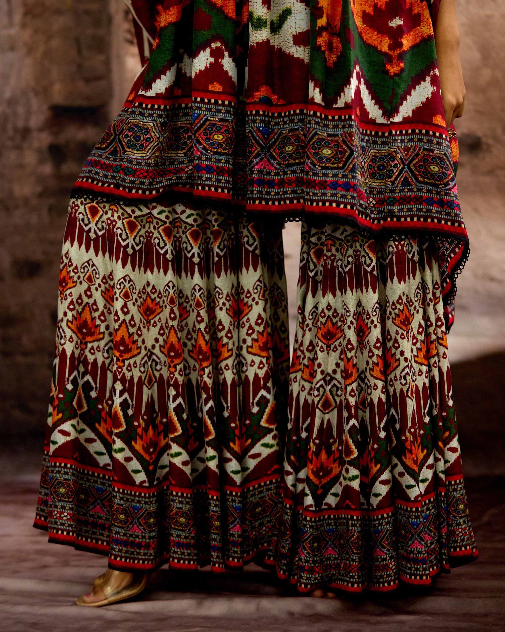Kasbah : Parvati Sharara - Beige/Red