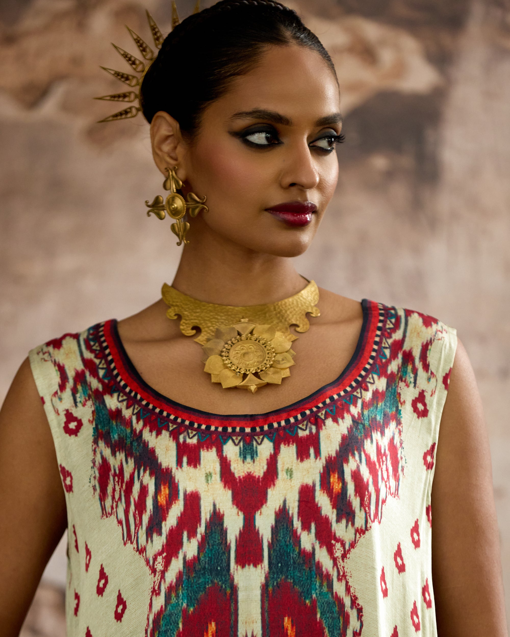 Kasbah : Aziza - Beige/Maroon