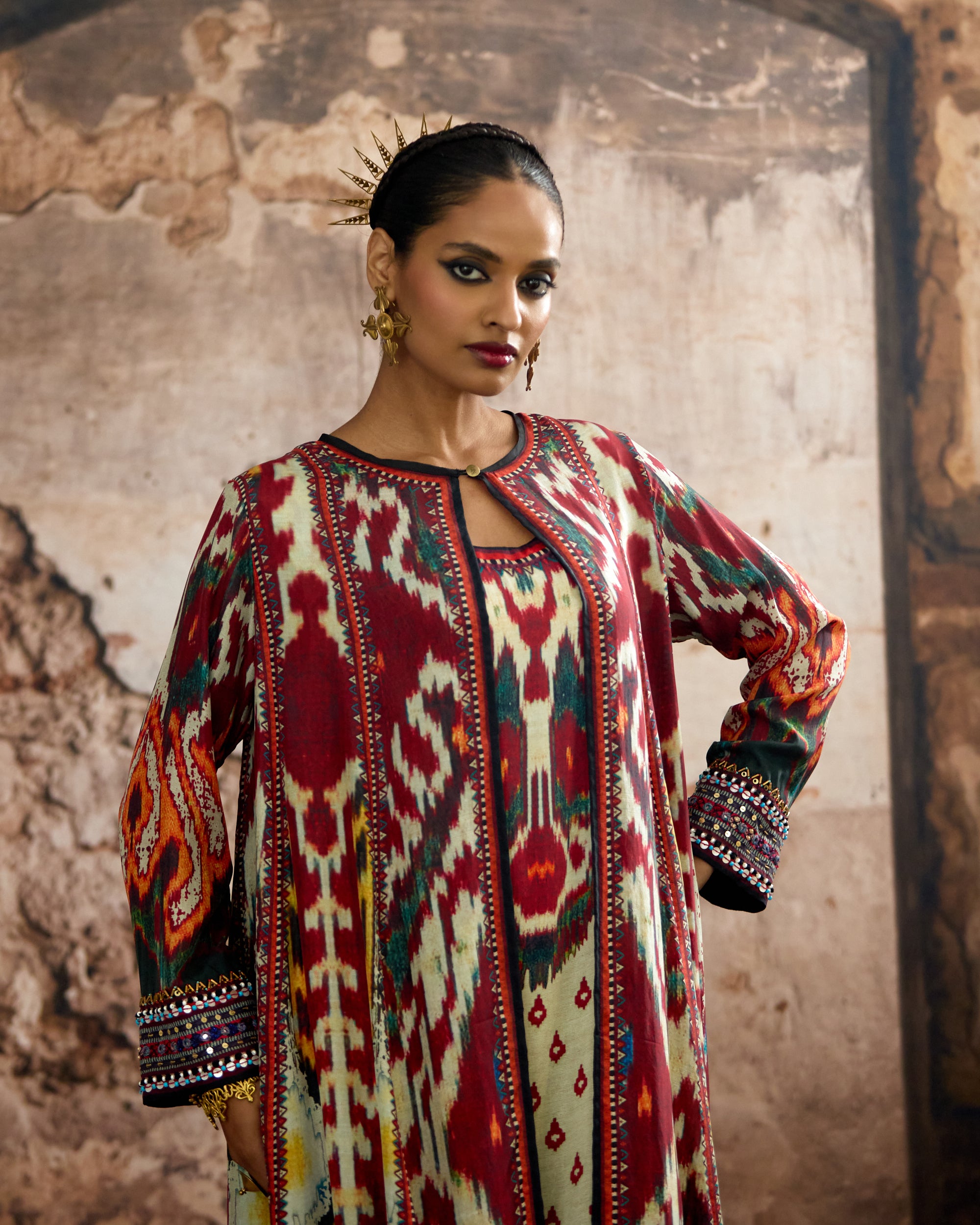 Kasbah : Aziza - Beige/Maroon