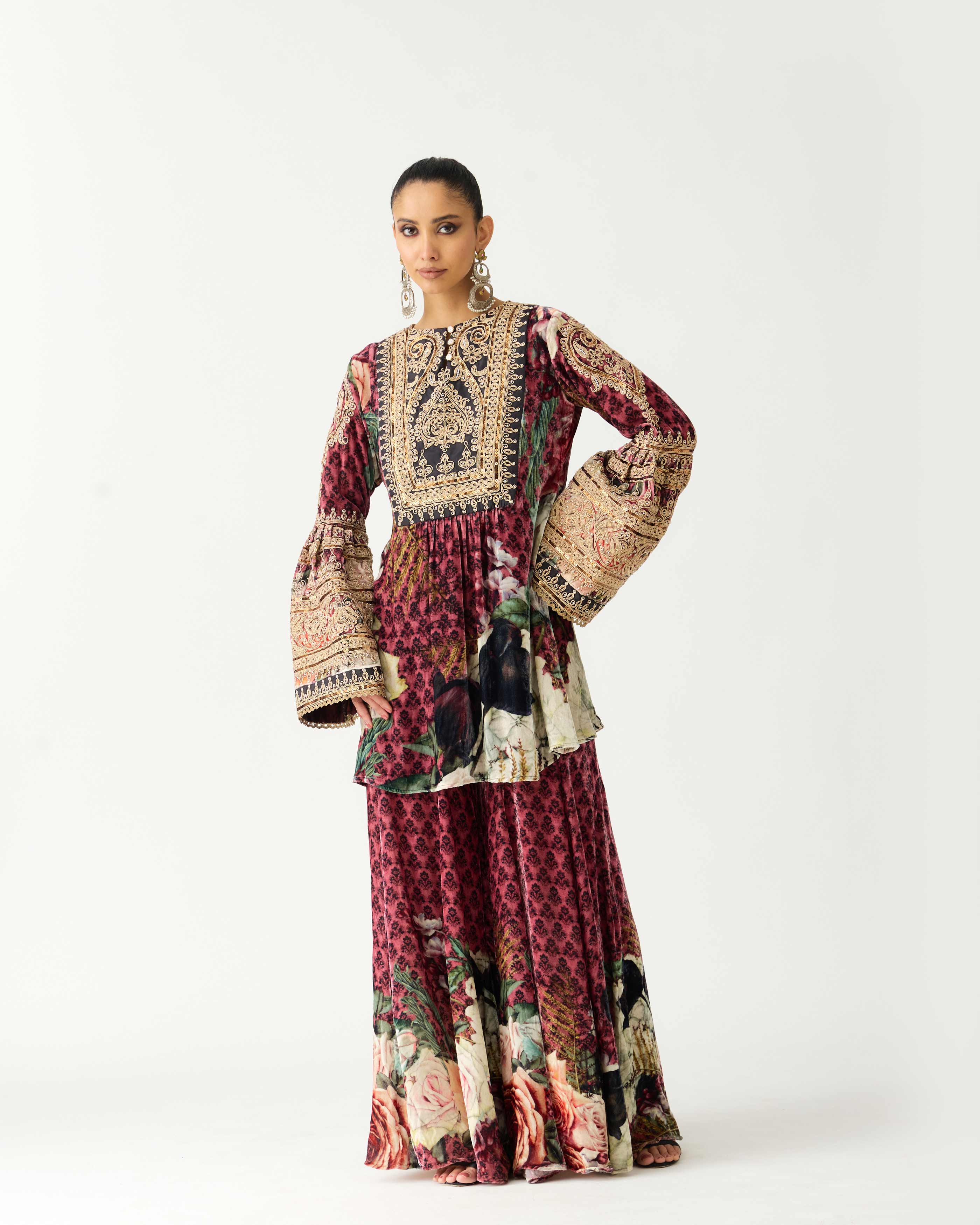 Zubaida : Pankti/Gharara - Vintage Rose