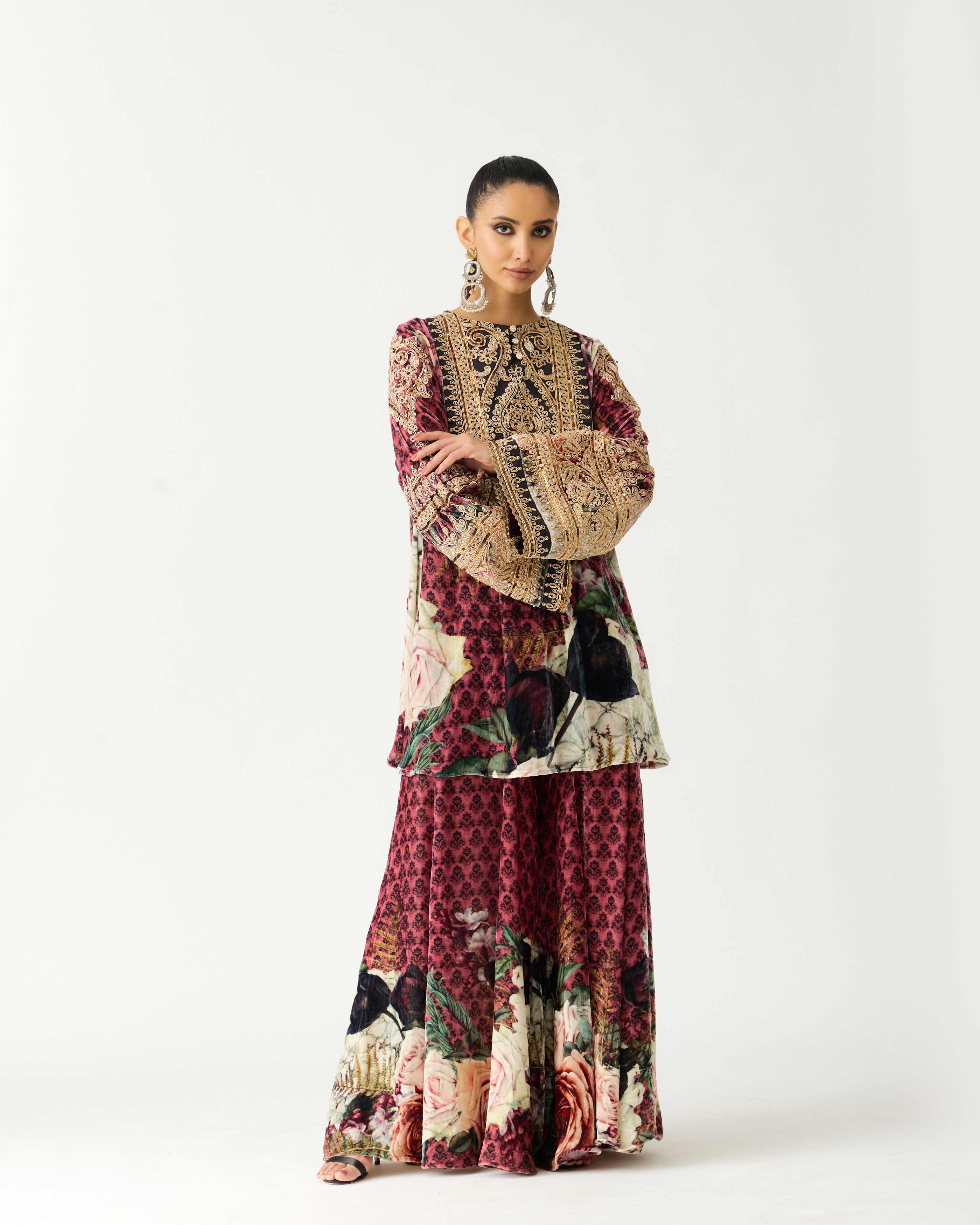 Zubaida : Pankti/Gharara - Vintage Rose