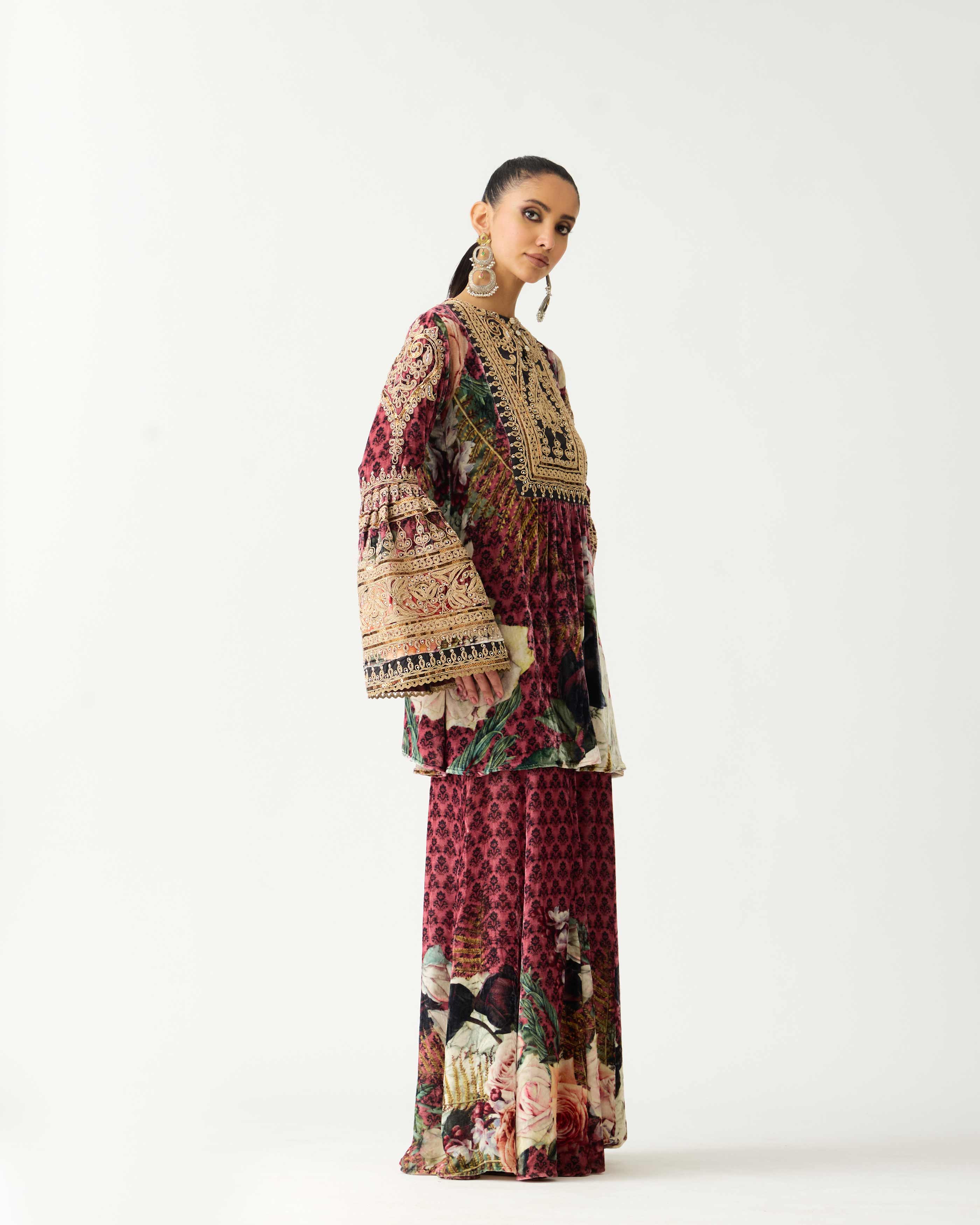 Zubaida : Pankti/Gharara - Vintage Rose