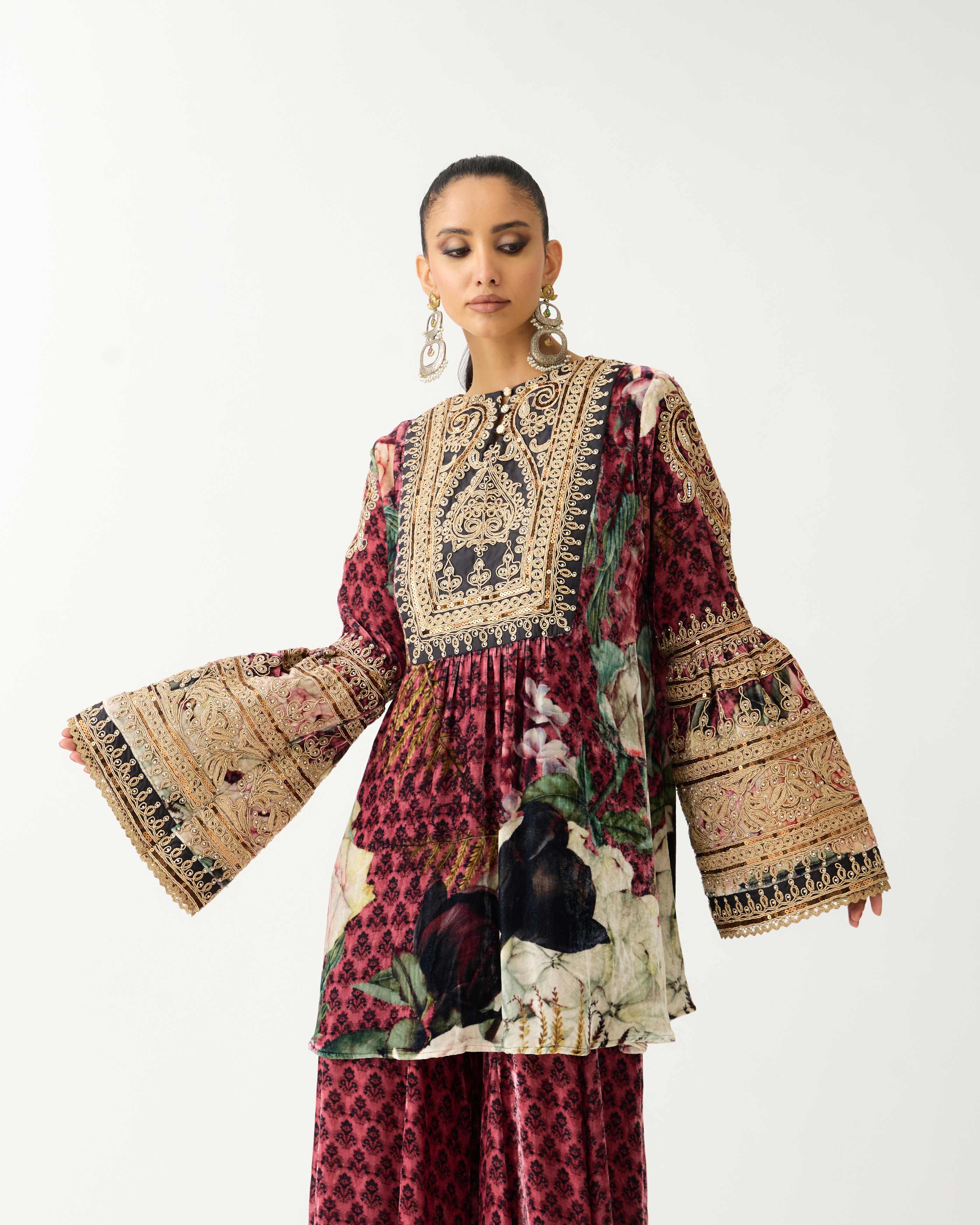Zubaida : Pankti/Gharara - Vintage Rose
