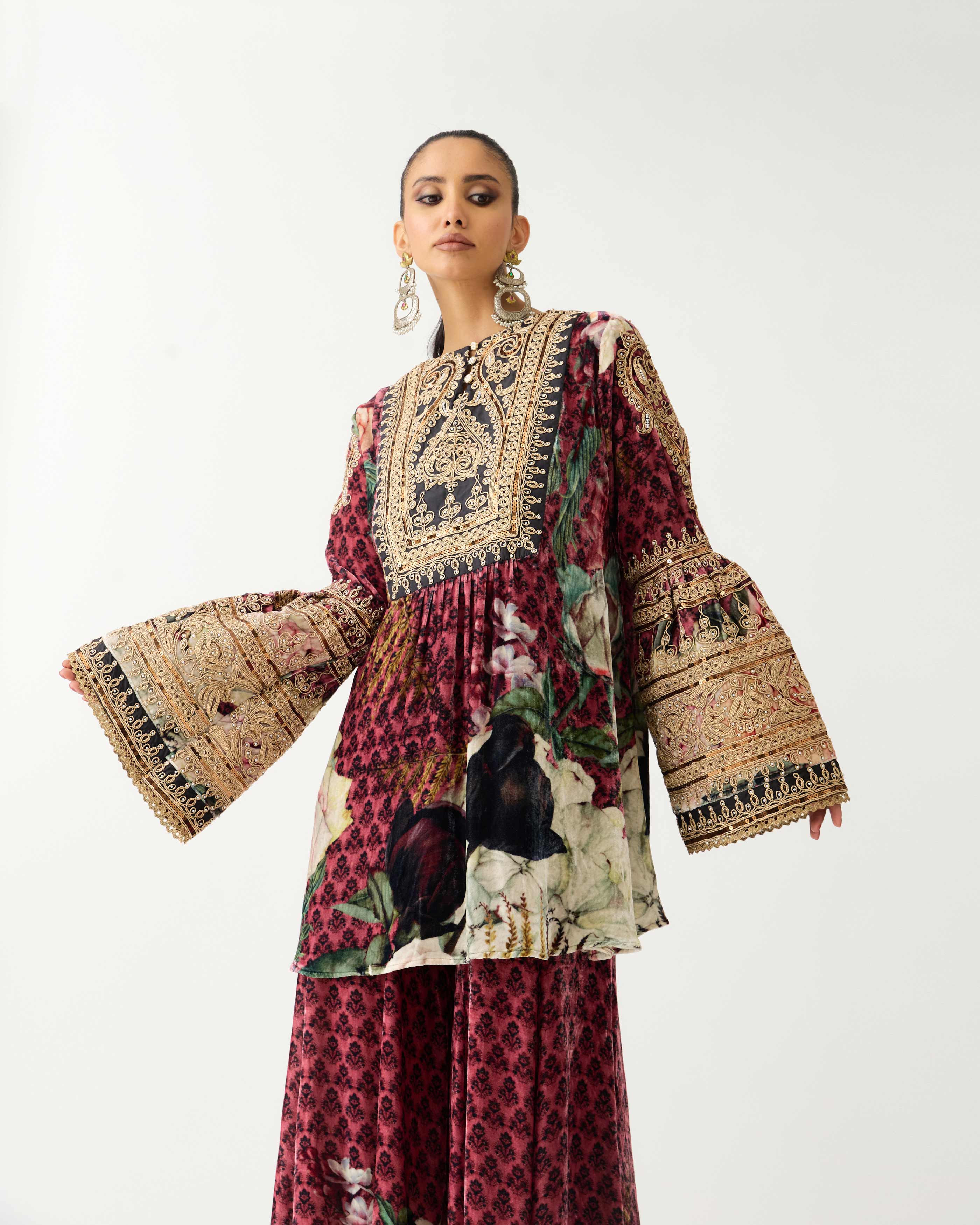 Zubaida : Pankti/Gharara - Vintage Rose