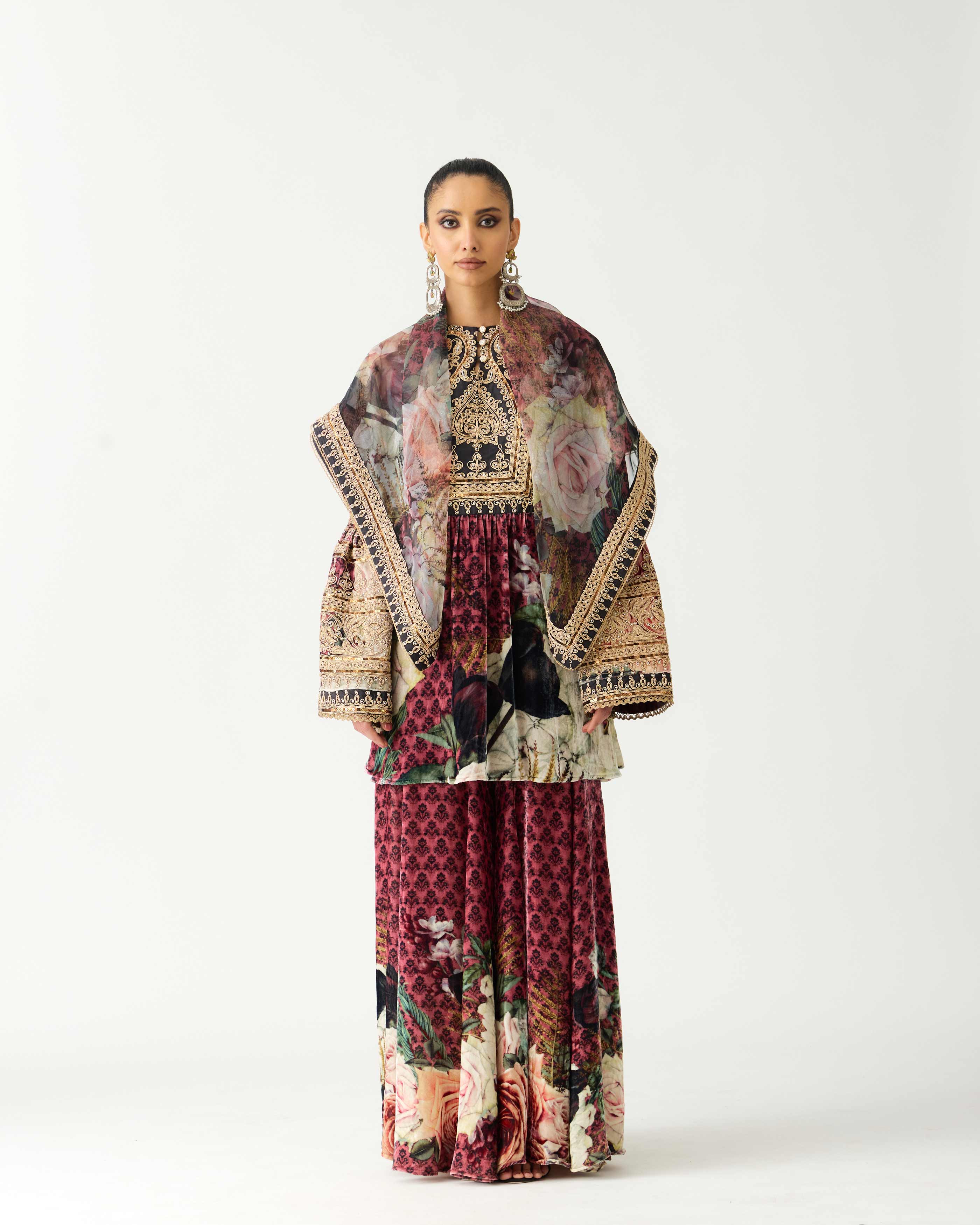 Zubaida : Pankti/Gharara - Vintage Rose