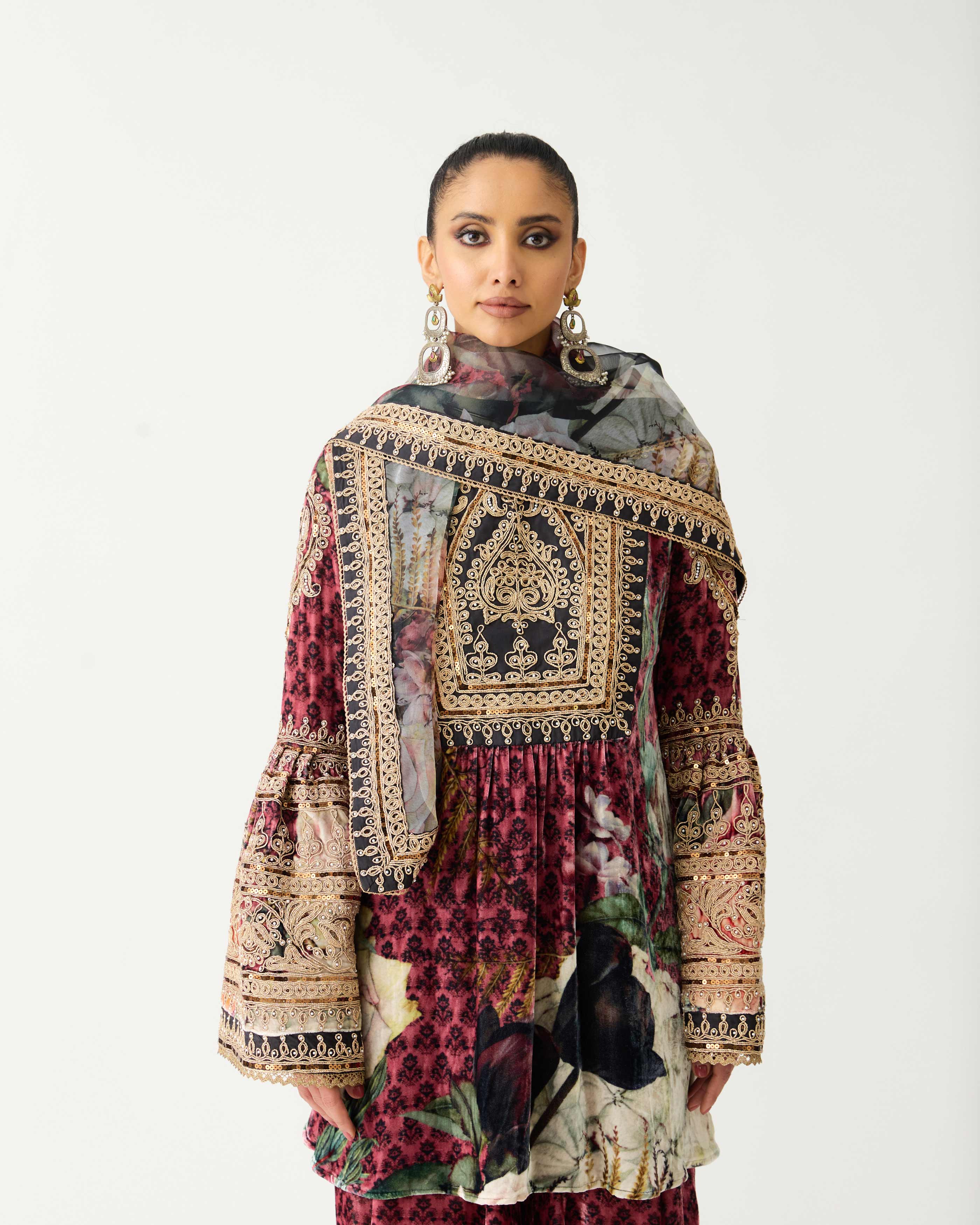 Zubaida : Pankti/Gharara - Vintage Rose