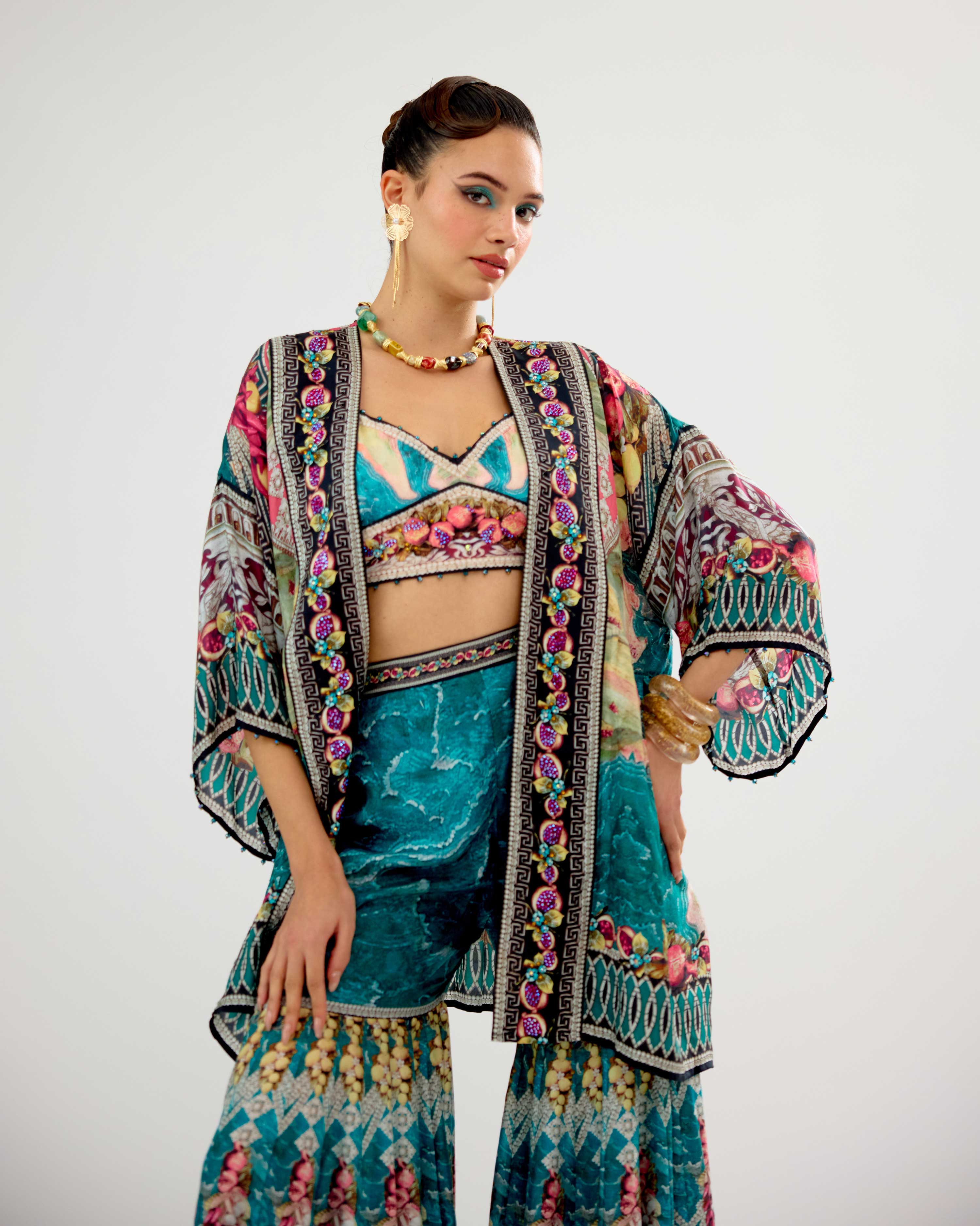 Orvieto : Kasheen/Sharara - Teal/Black