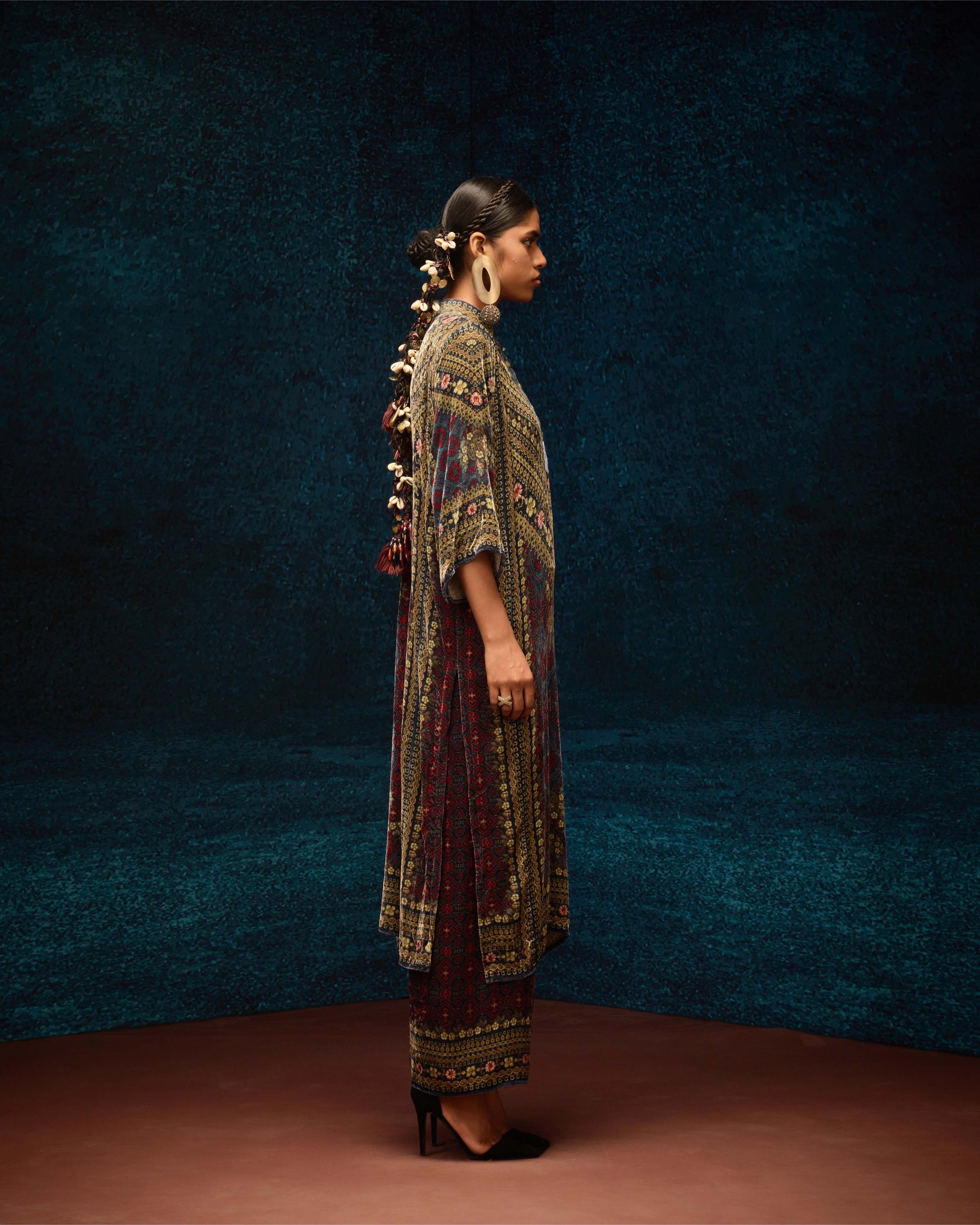 Ajrakh : Ghazala - Blue/Maroon