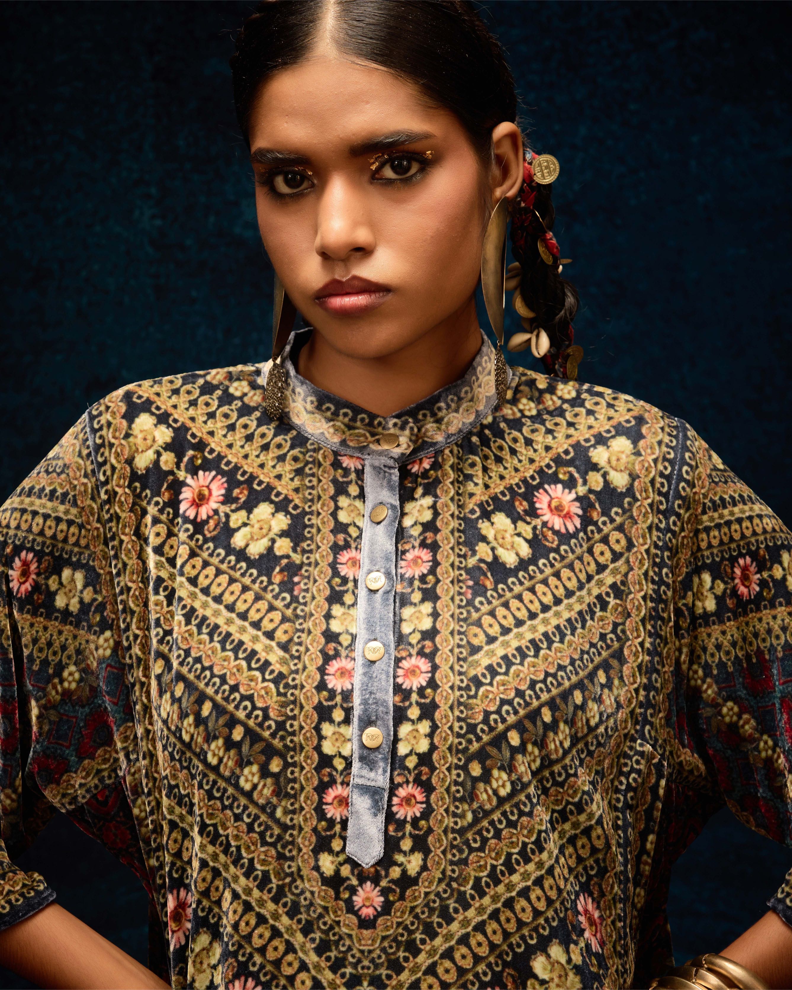 Ajrakh : Ghazala - Blue/Maroon