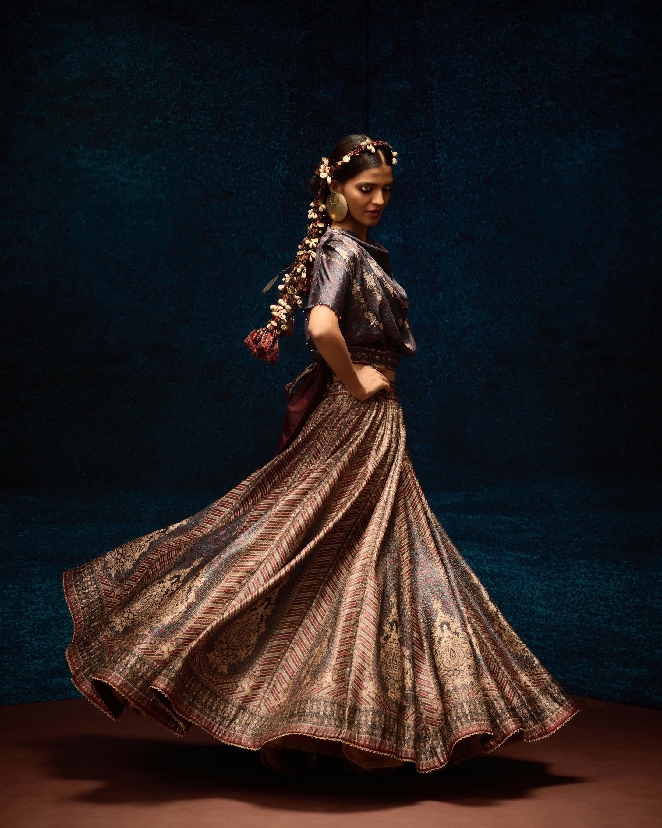 Ajrakh : Varsha Leela - Blue/Maroon
