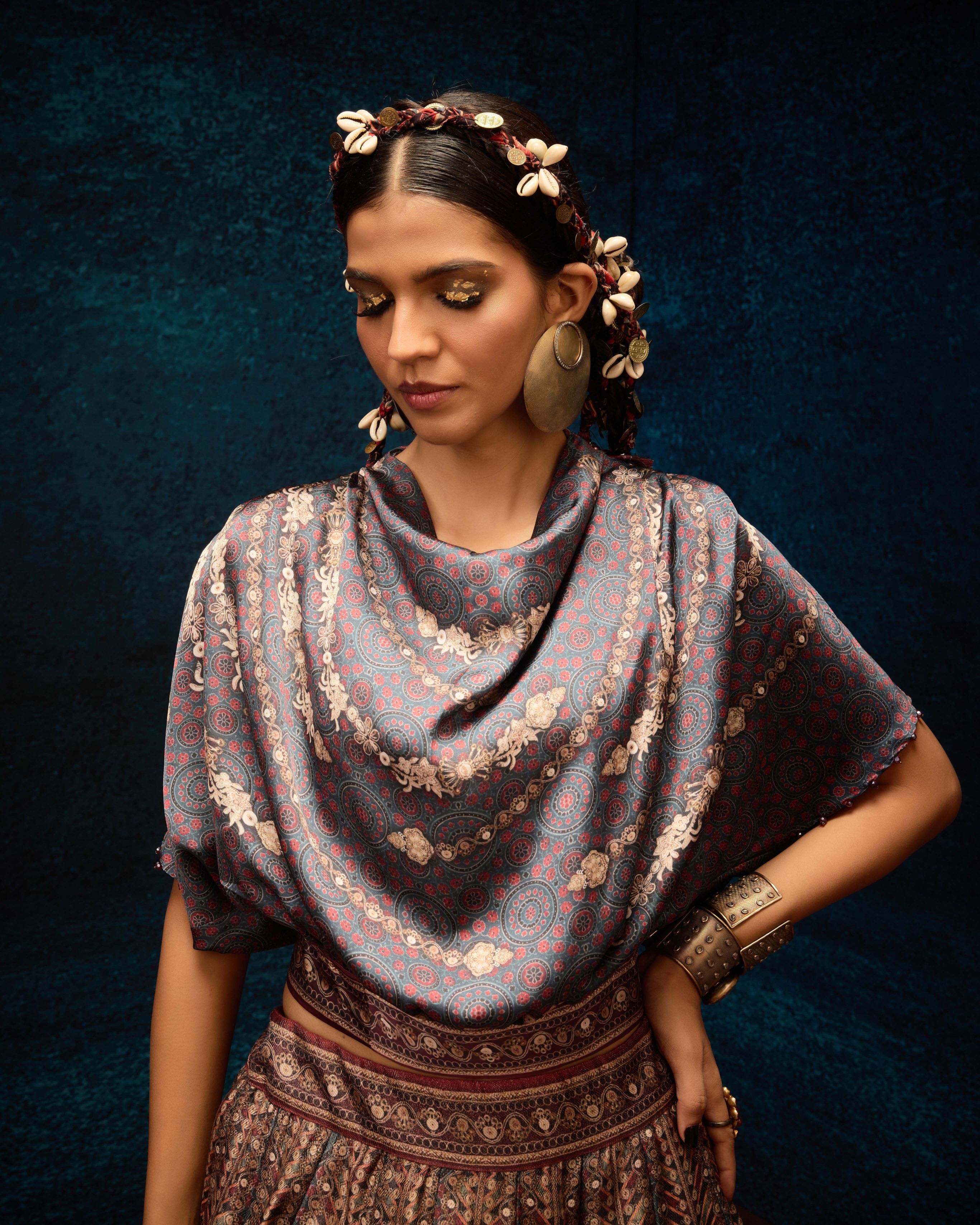 Ajrakh : Varsha Leela - Blue/Maroon
