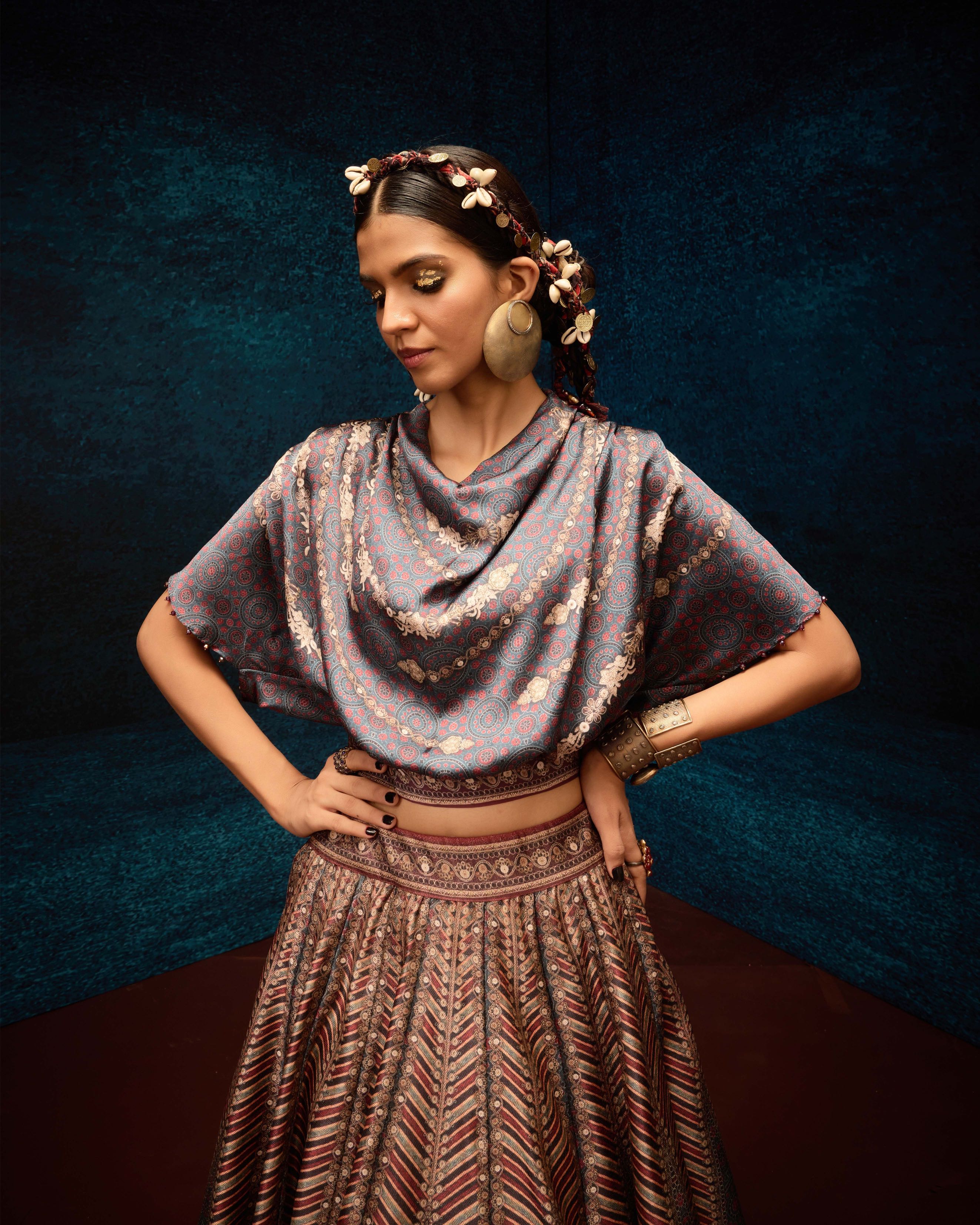 Ajrakh : Varsha Leela - Blue/Maroon