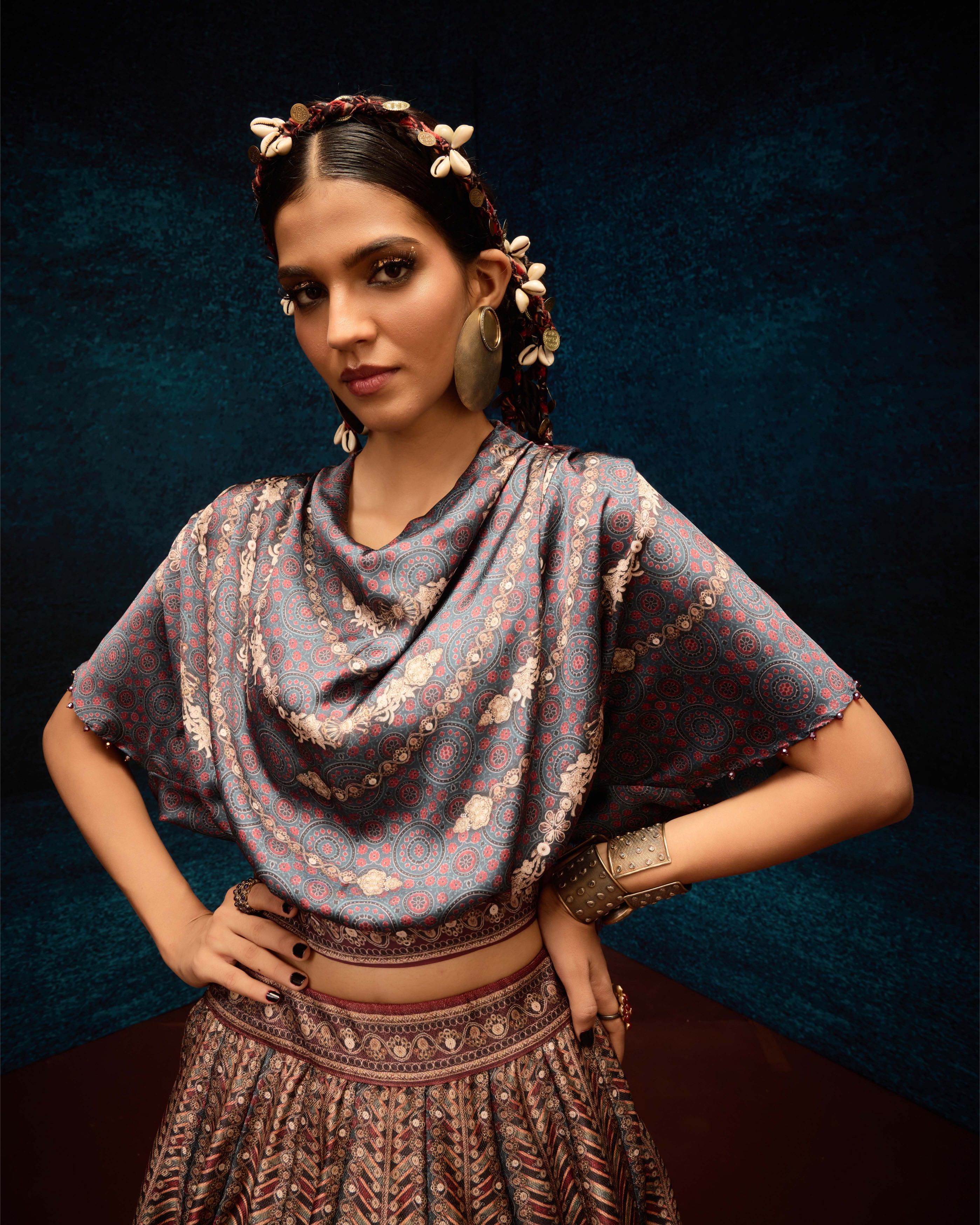 Ajrakh : Varsha Leela - Blue/Maroon