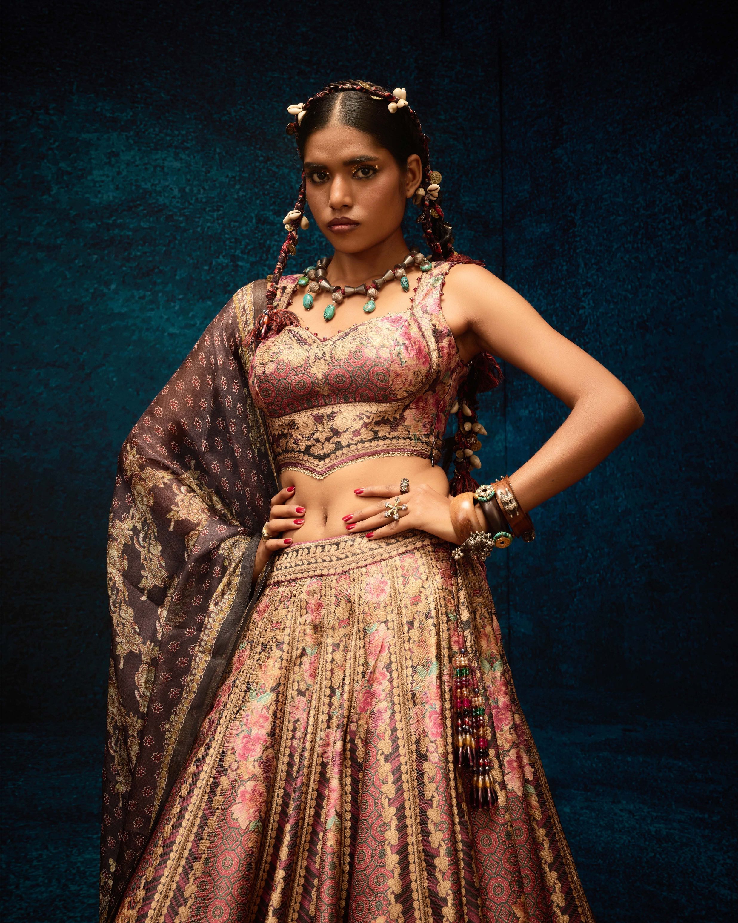 Ajrakh : Leela - Maroon