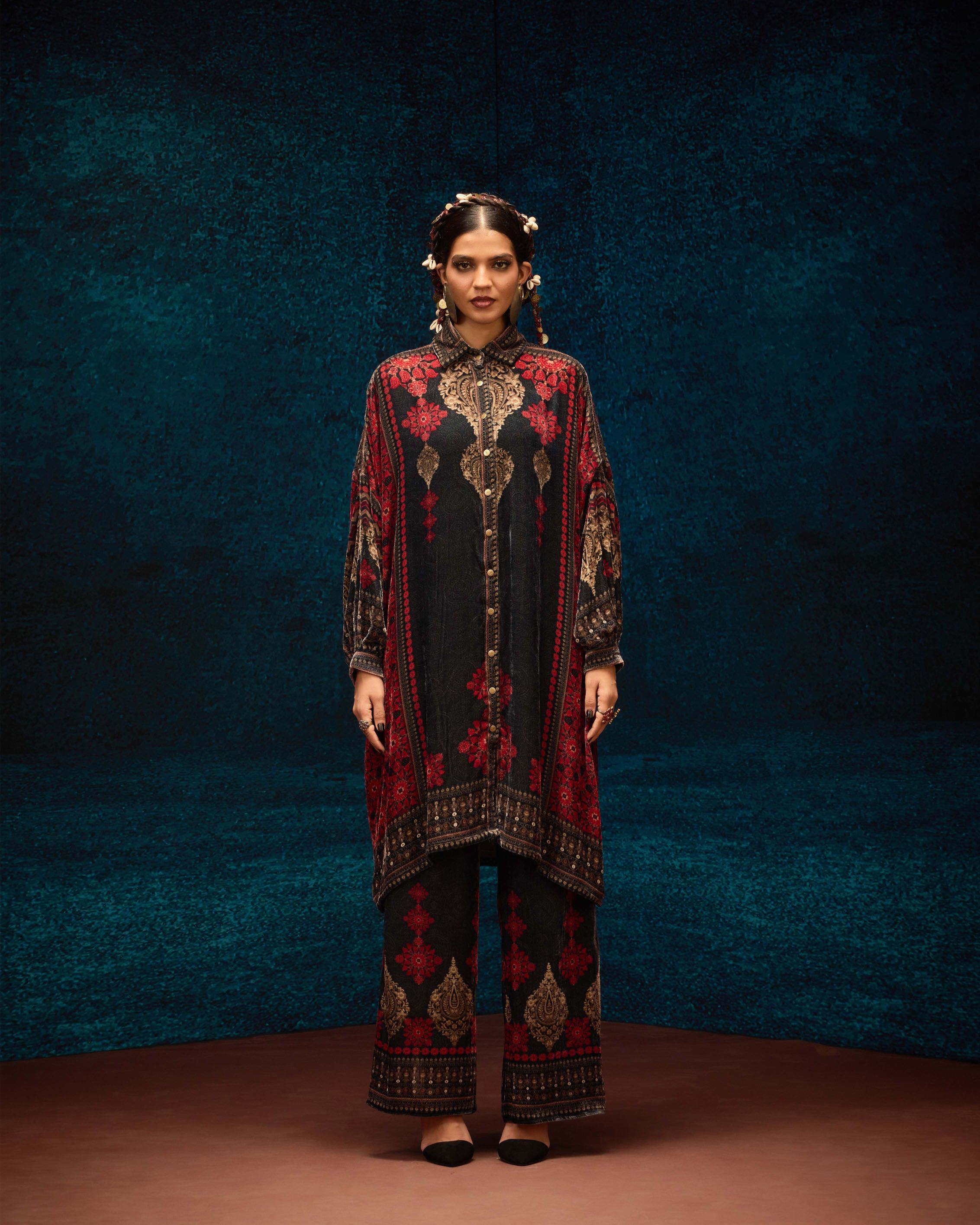 Ajrakh : Simona - Red/Black
