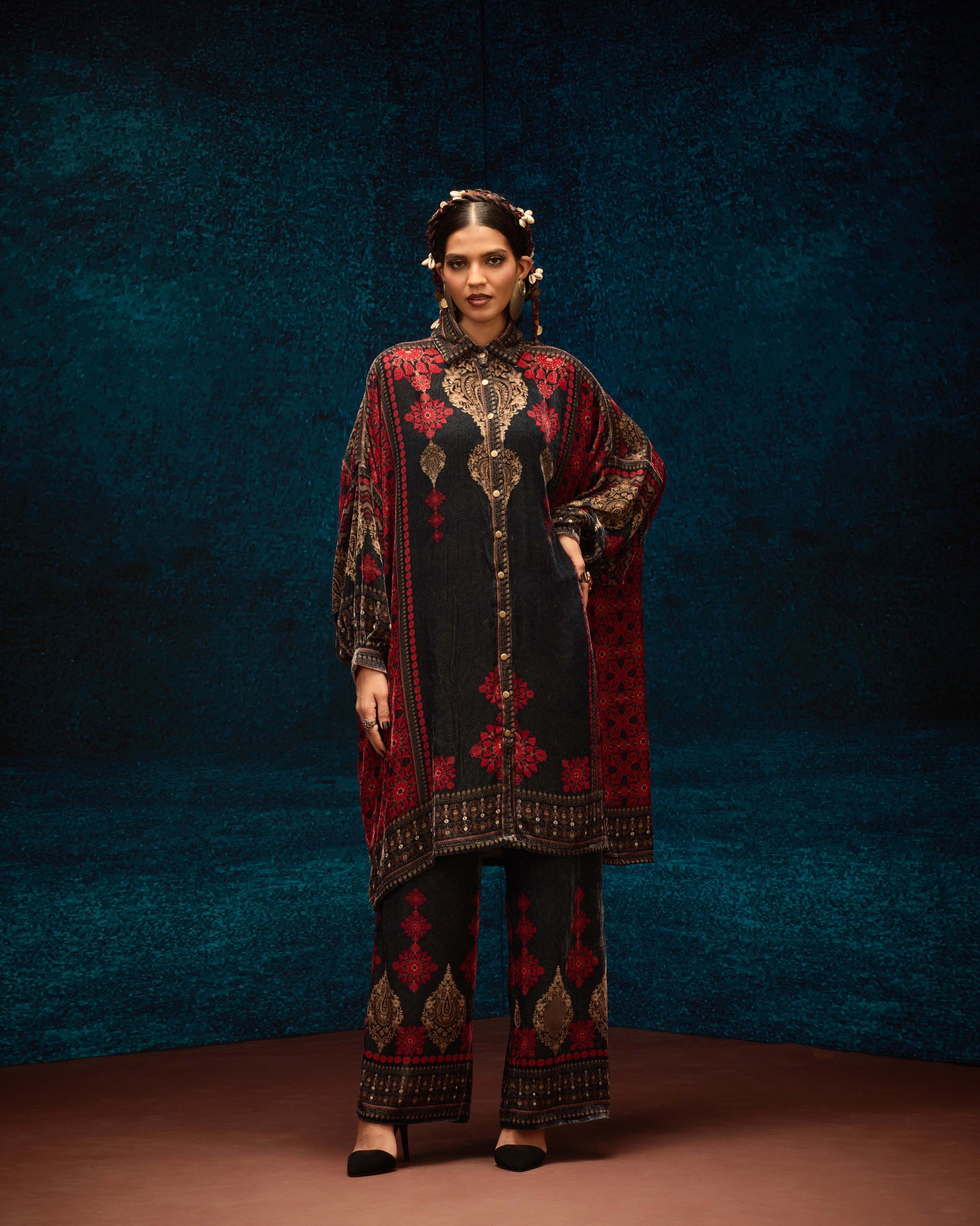 Ajrakh : Simona - Red/Black