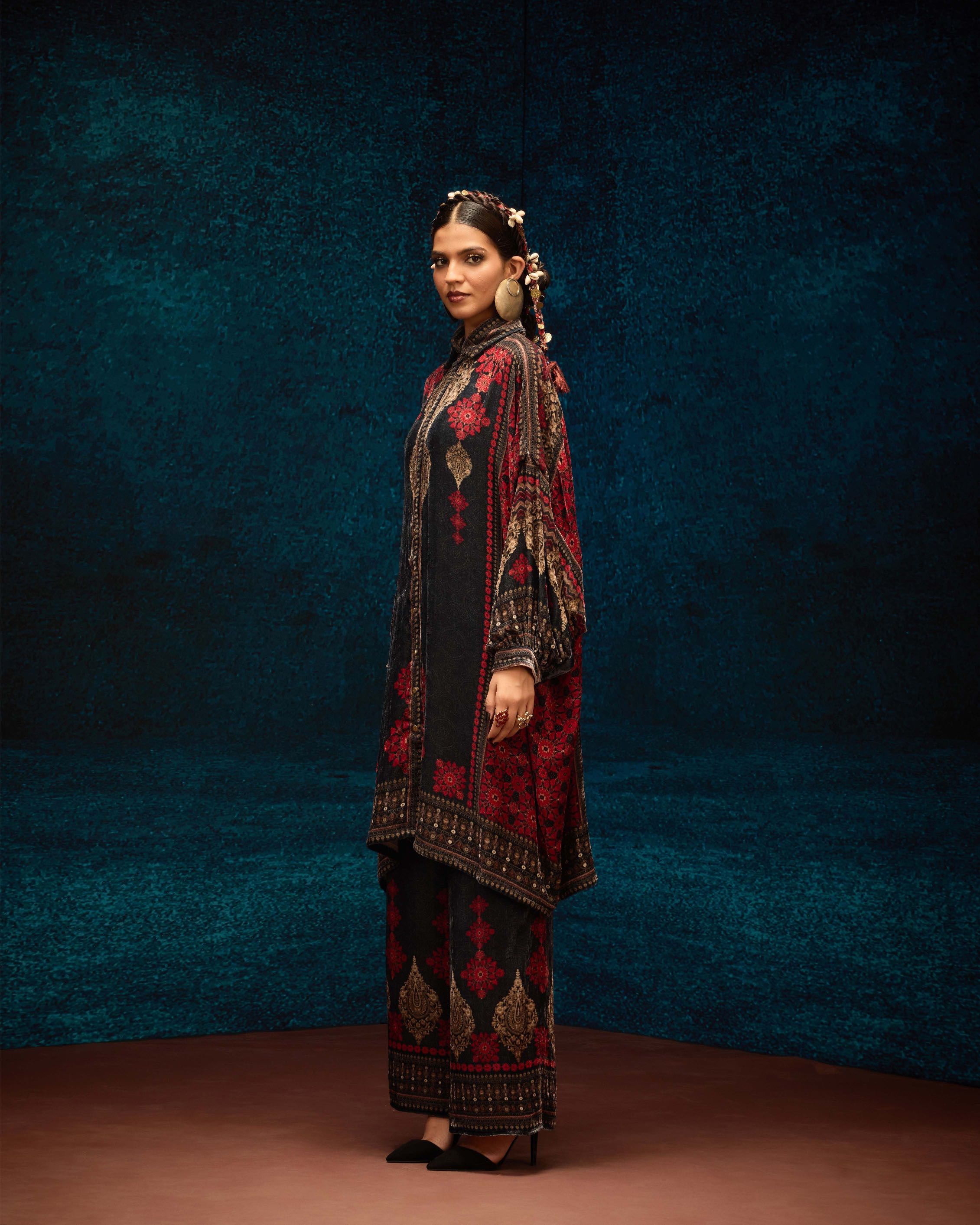 Ajrakh : Simona - Red/Black