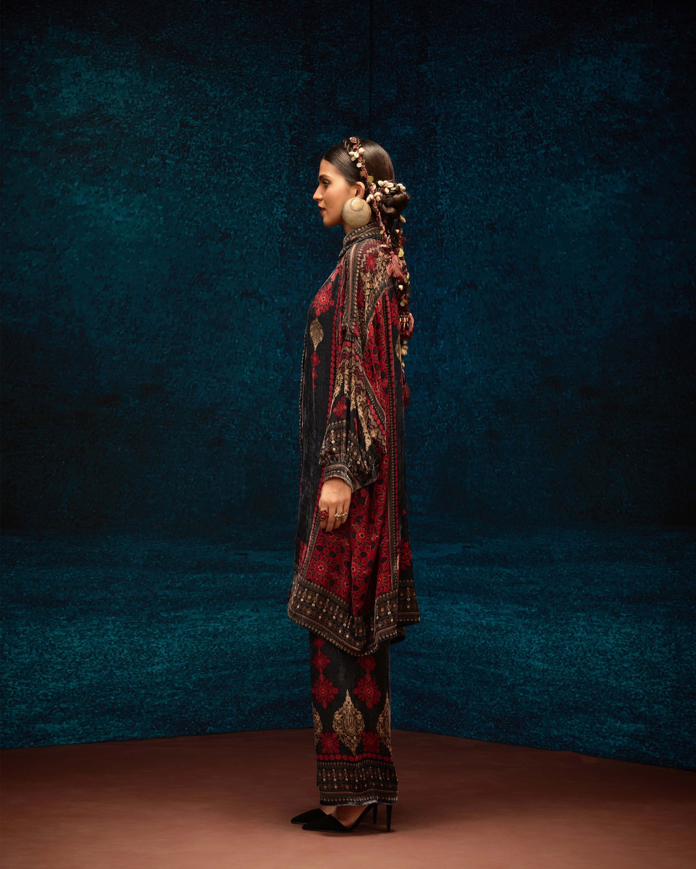 Ajrakh : Simona - Red/Black