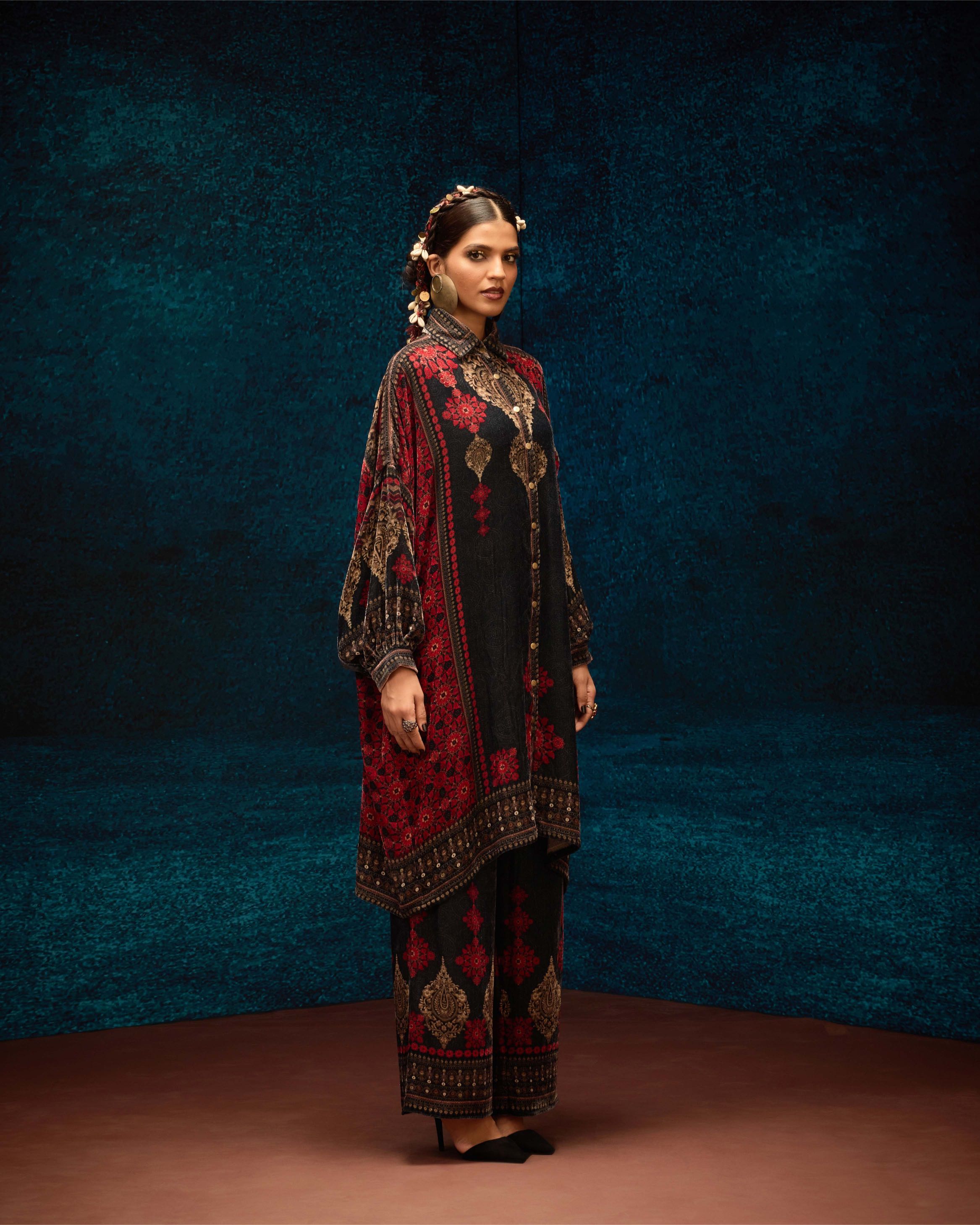 Ajrakh : Simona - Red/Black
