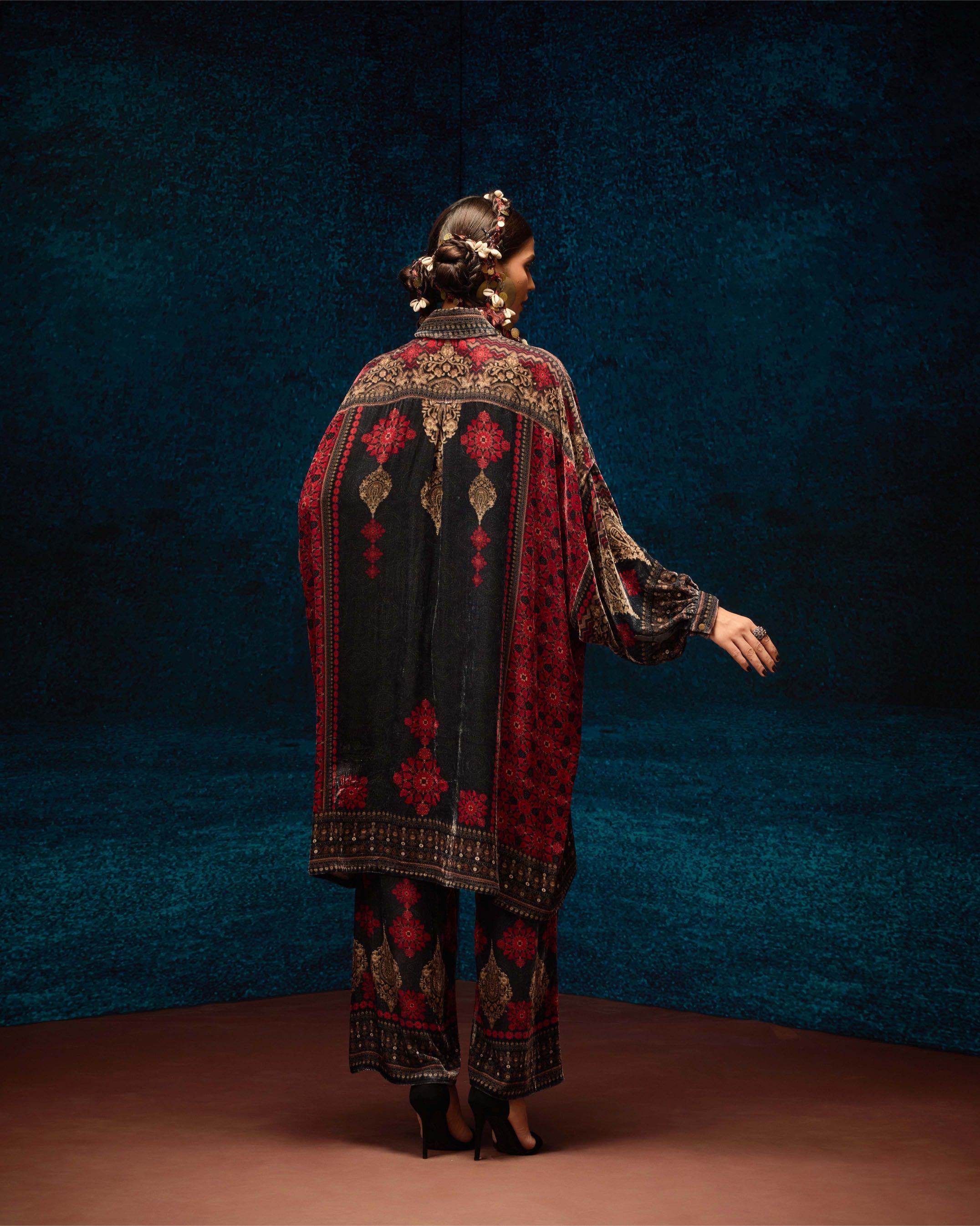 Ajrakh : Simona - Red/Black