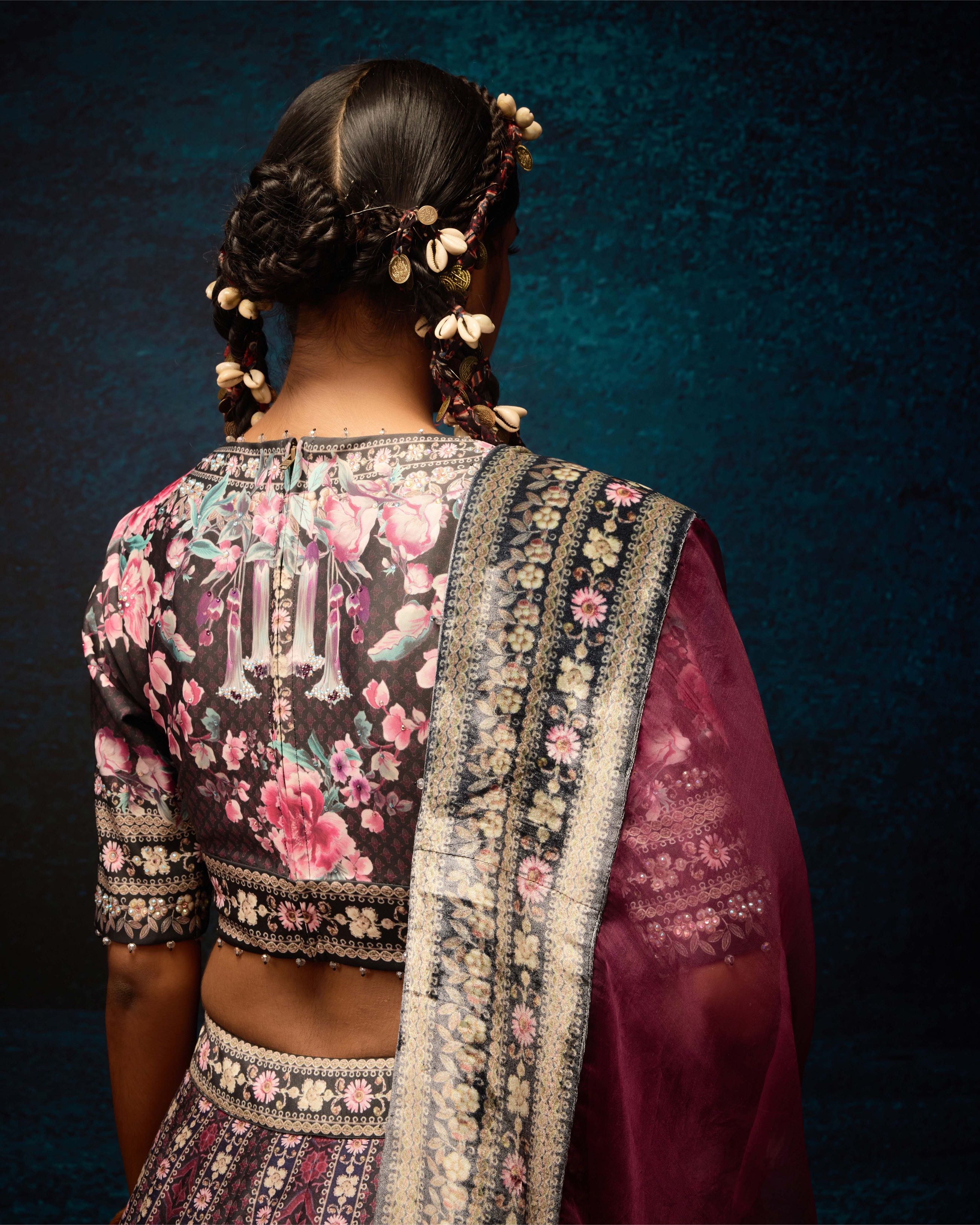 Ajrakh : Leela - Black/Raspberry