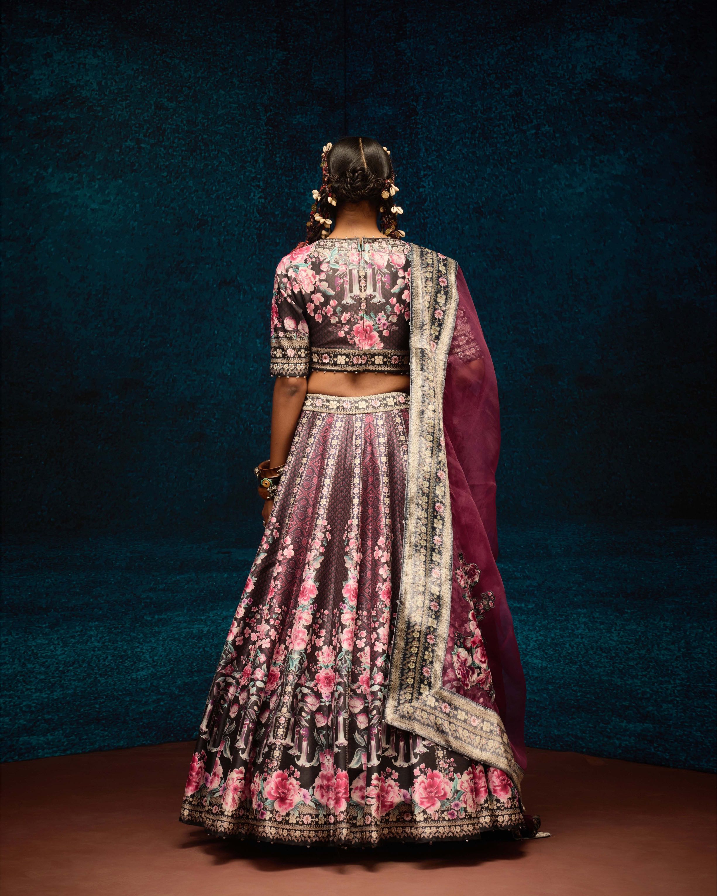 Ajrakh : Leela - Black/Raspberry