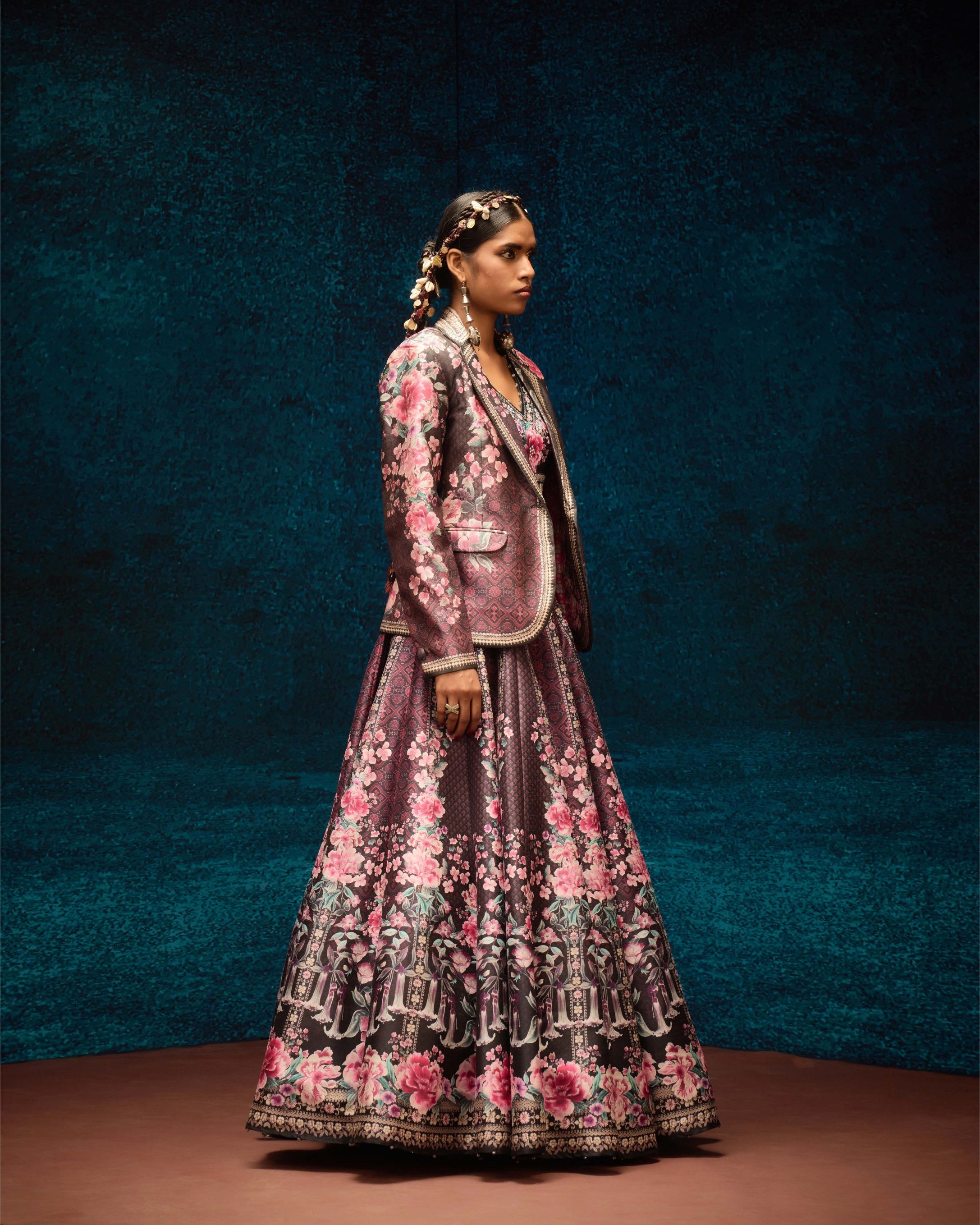 Ajrakh : Jacket Leela - Black/Raspberry