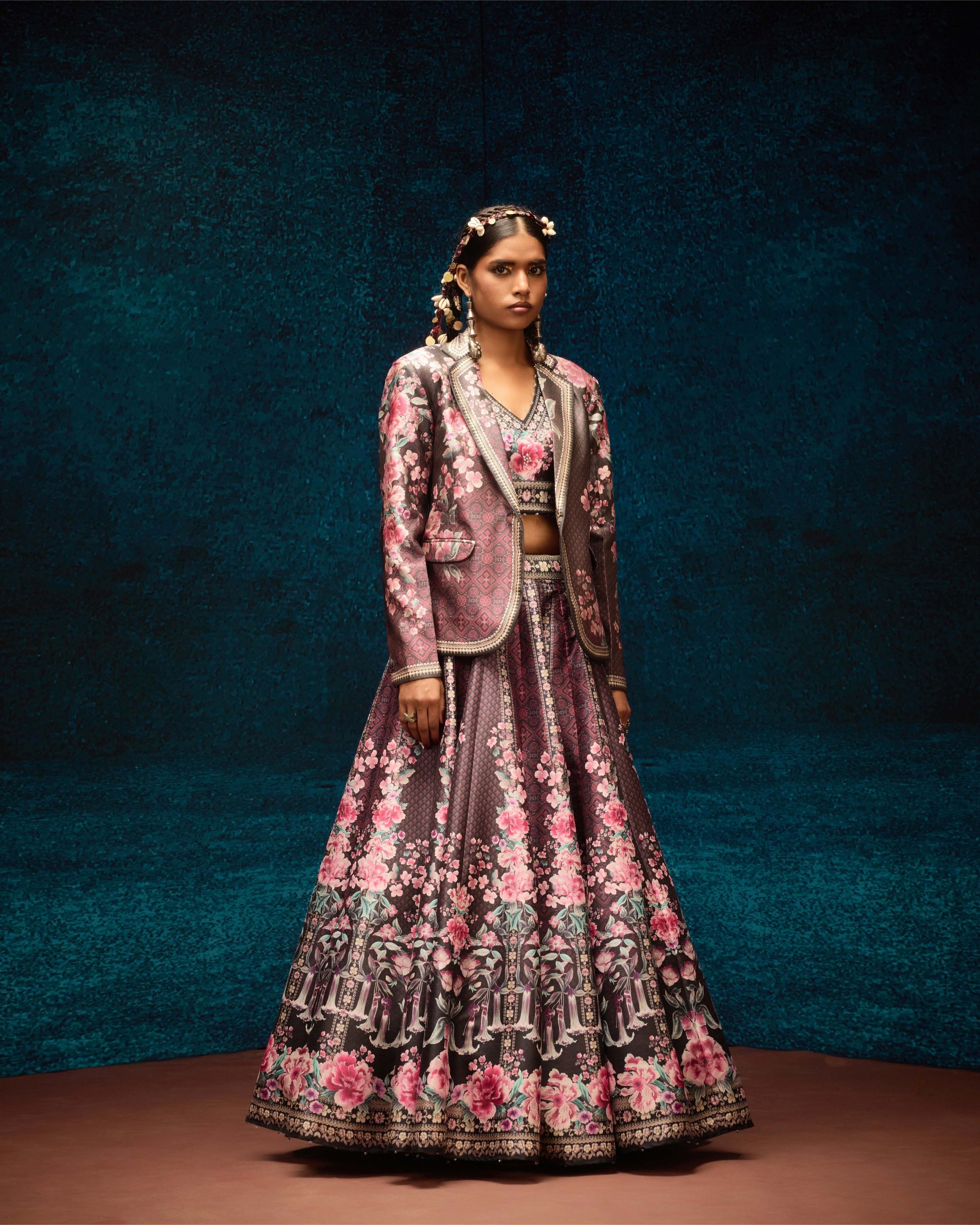 Ajrakh : Jacket Leela - Black/Raspberry