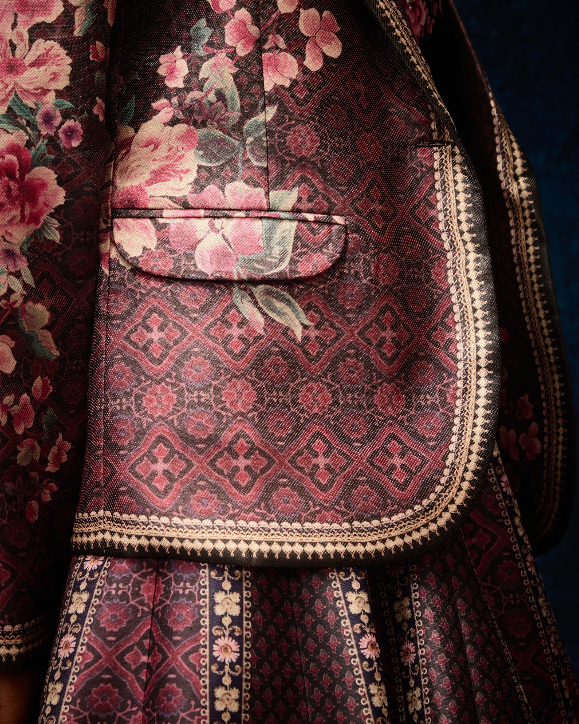 Ajrakh : Jacket Leela - Black/Raspberry