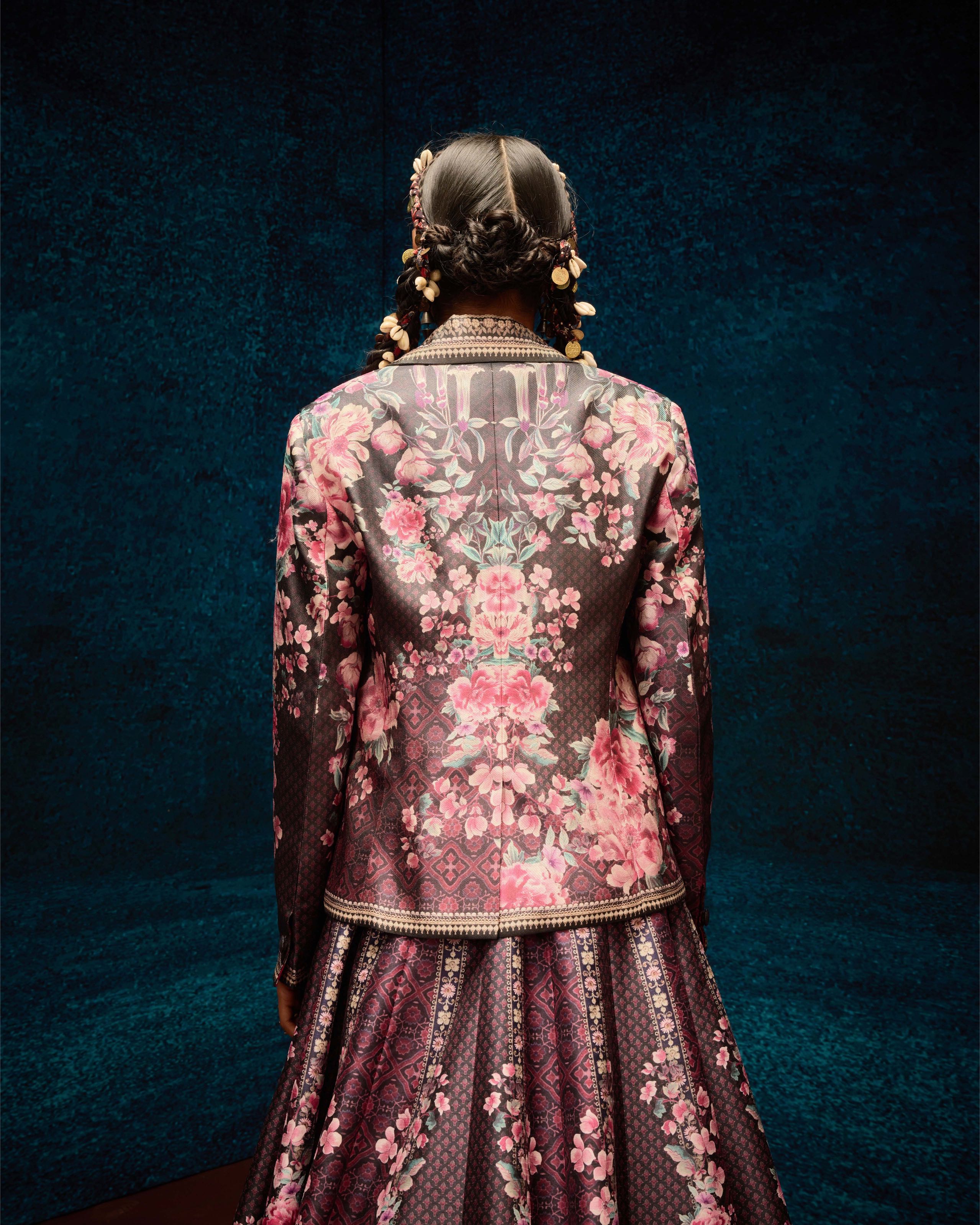 Ajrakh : Jacket Leela - Black/Raspberry