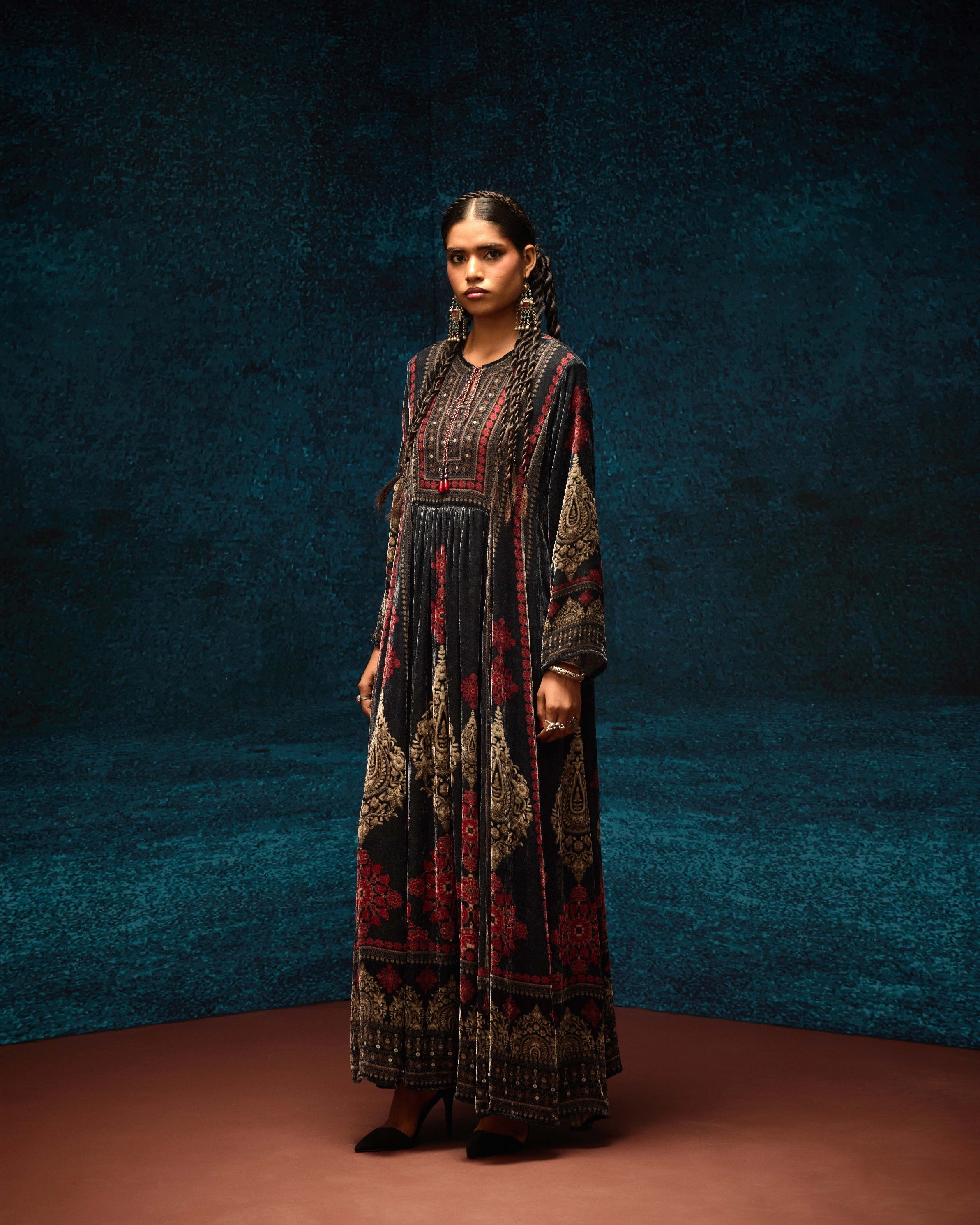 Ajrakh : Anisha - Black/Red