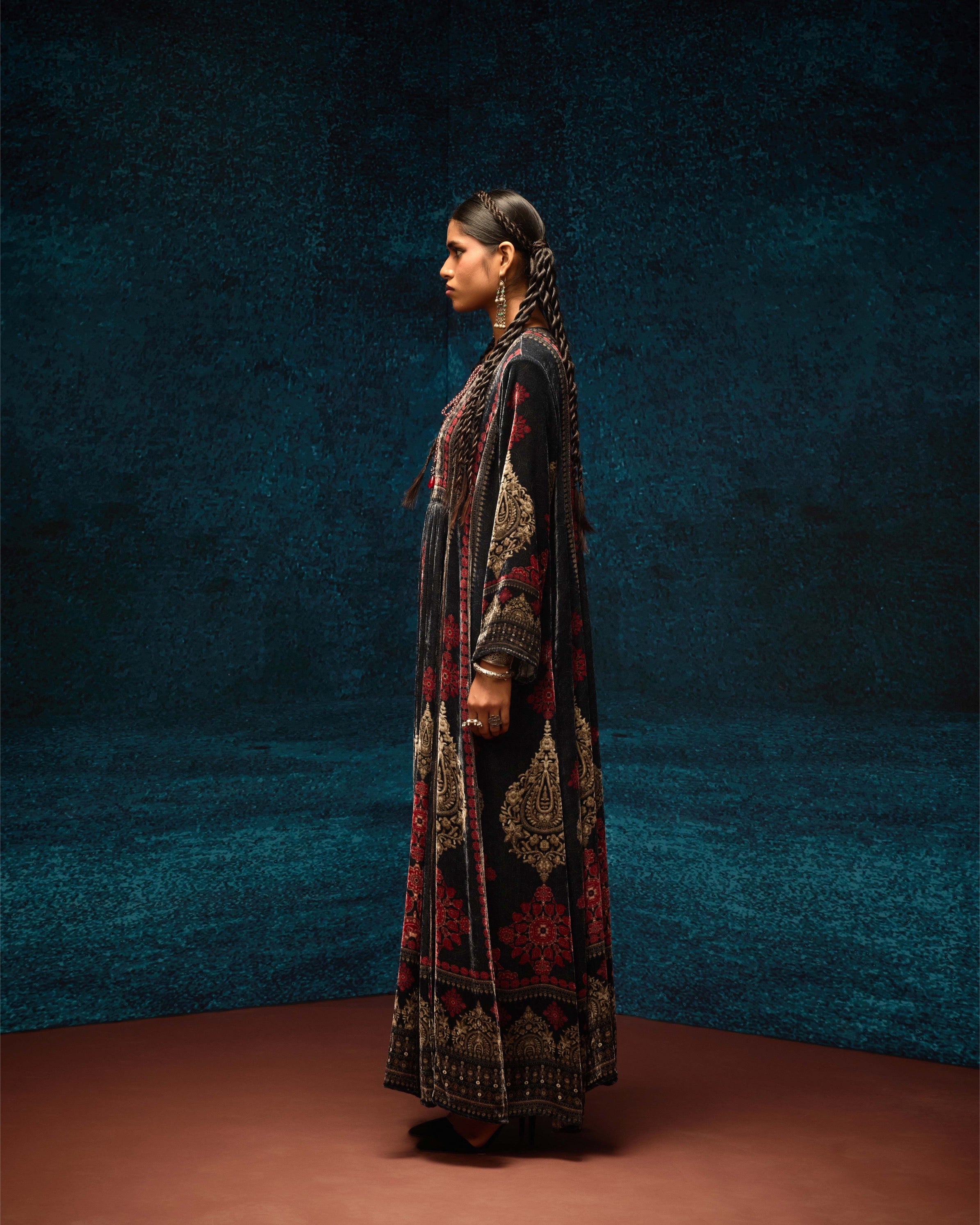 Ajrakh : Anisha - Black/Red