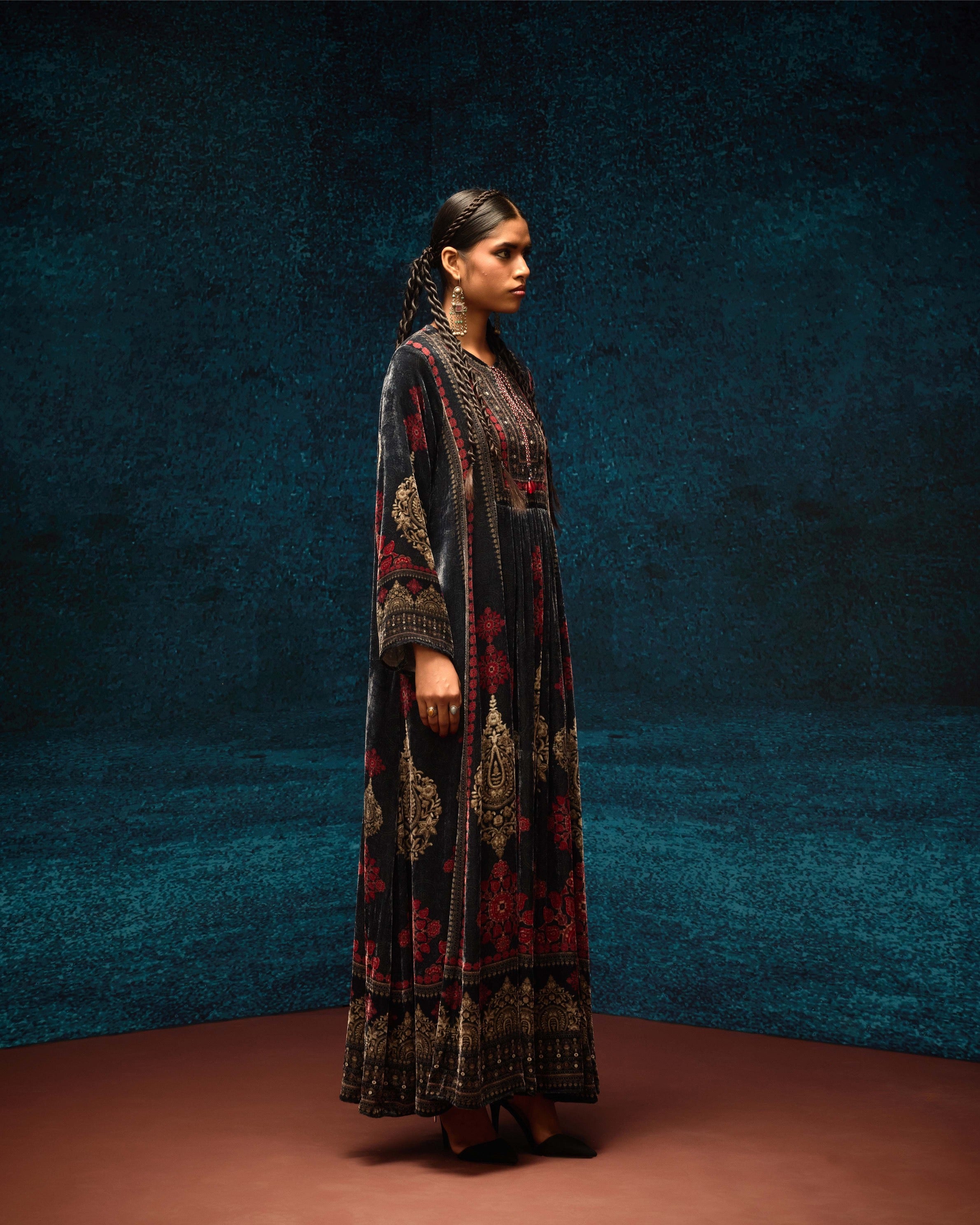 Ajrakh : Anisha - Black/Red