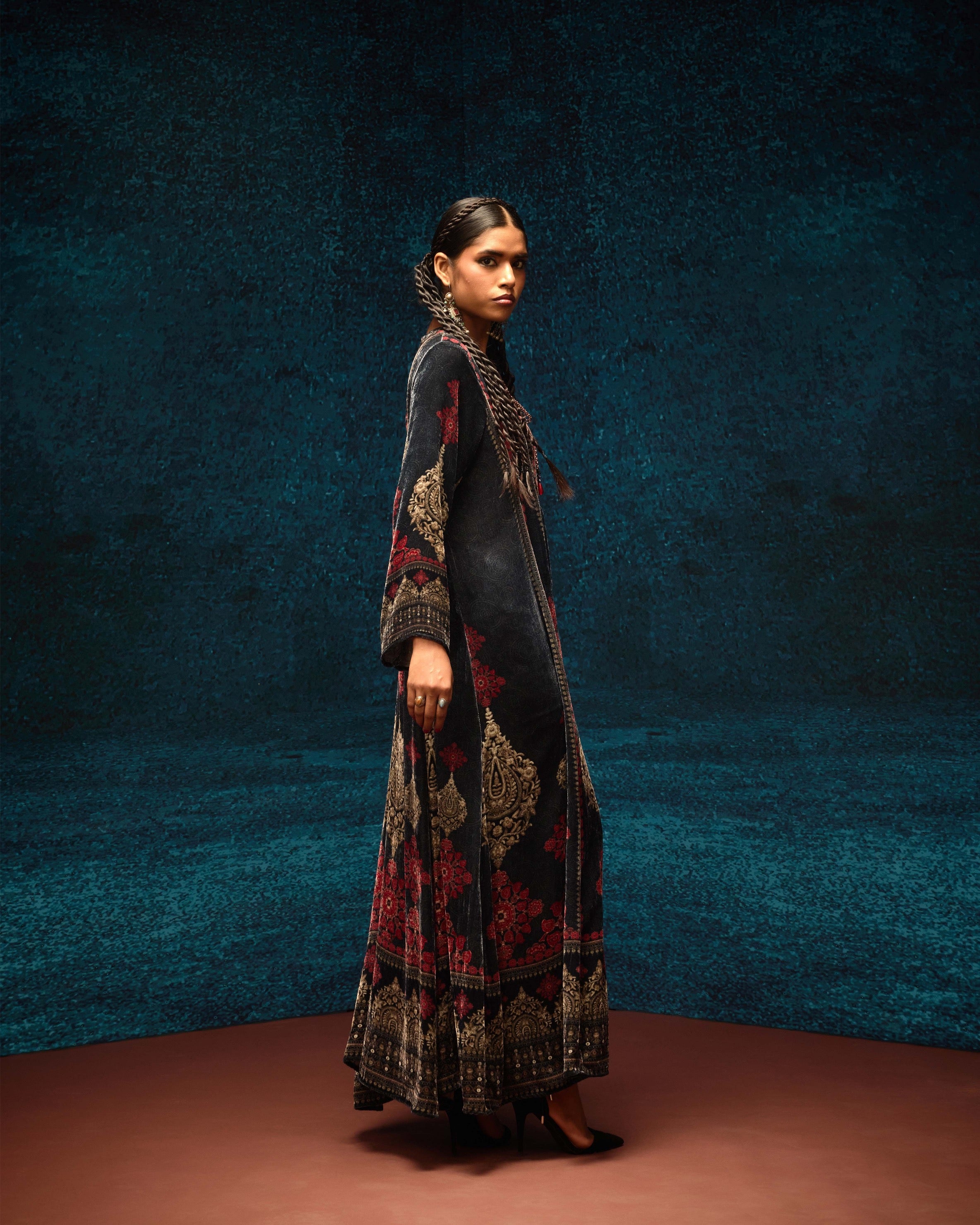 Ajrakh : Anisha - Black/Red