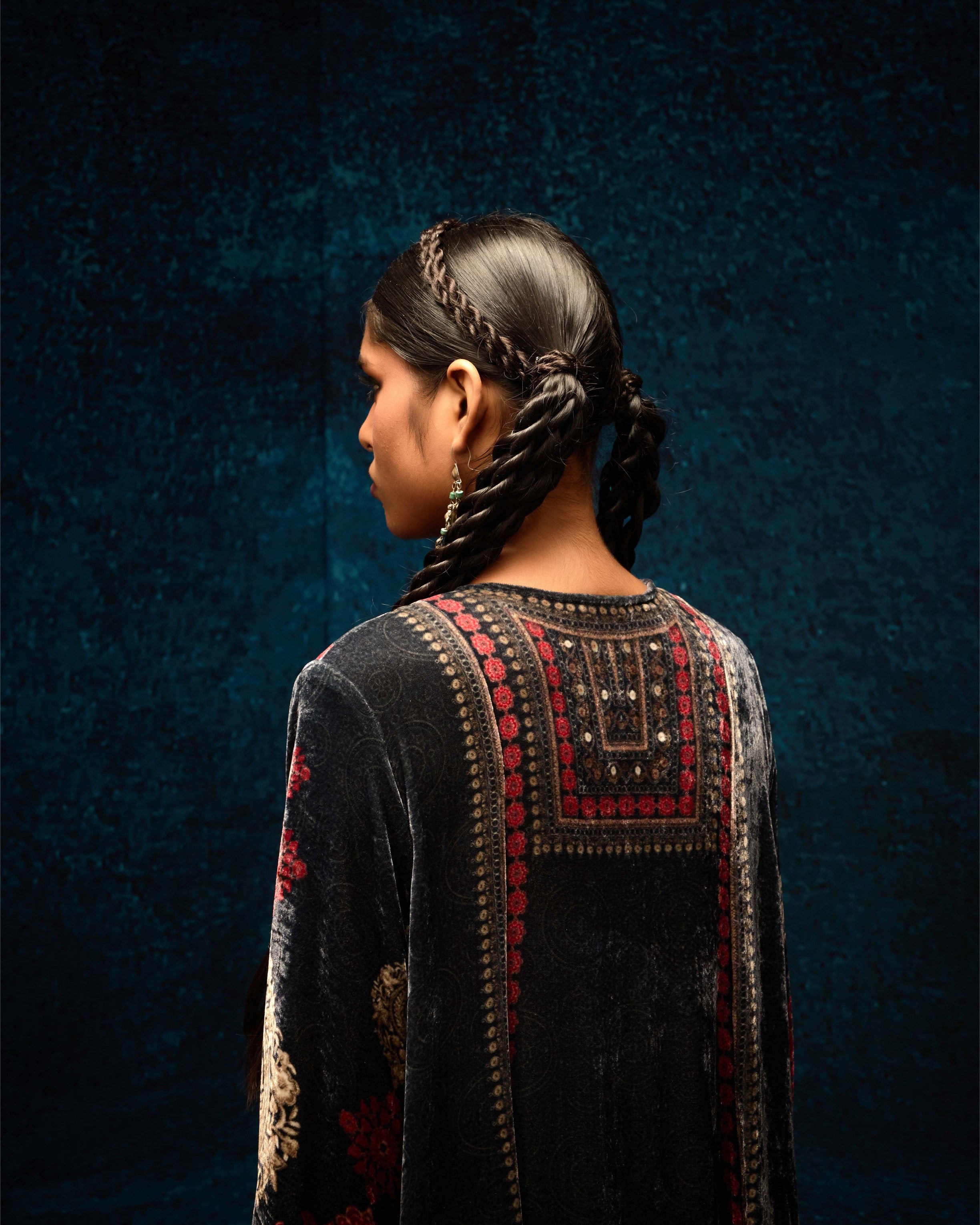 Ajrakh : Anisha - Black/Red