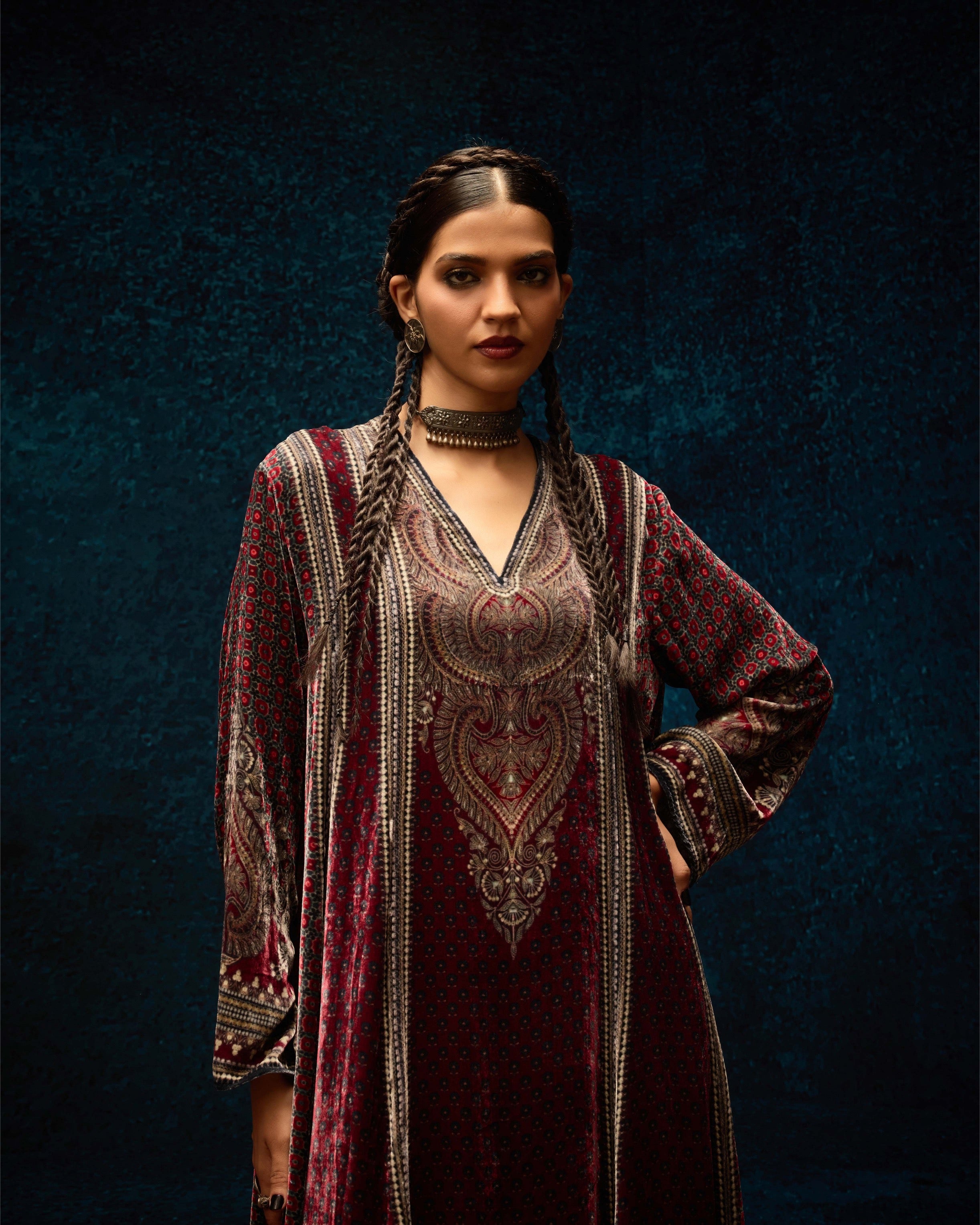 Ajrakh : Adavi - Maroon