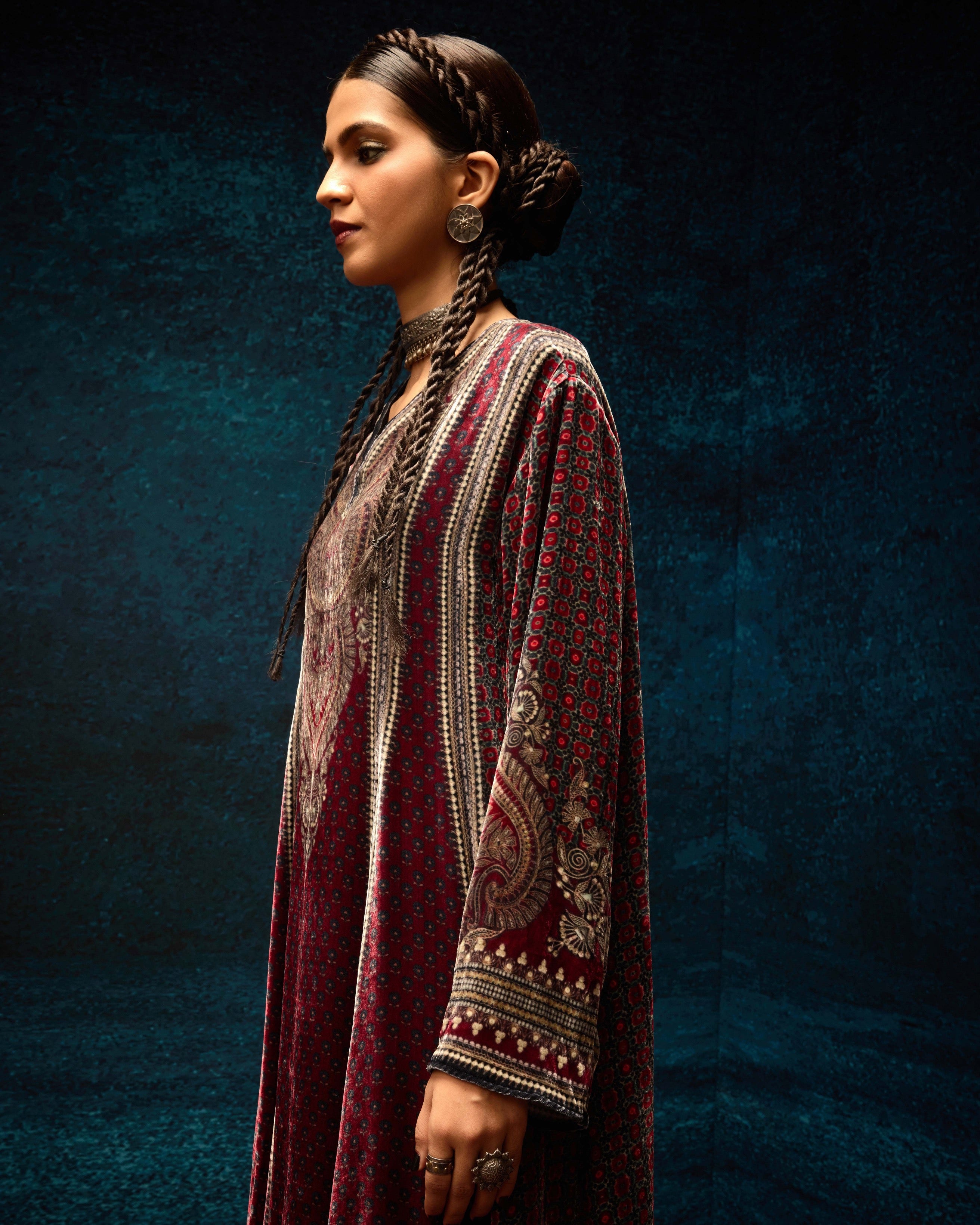 Ajrakh : Adavi - Maroon