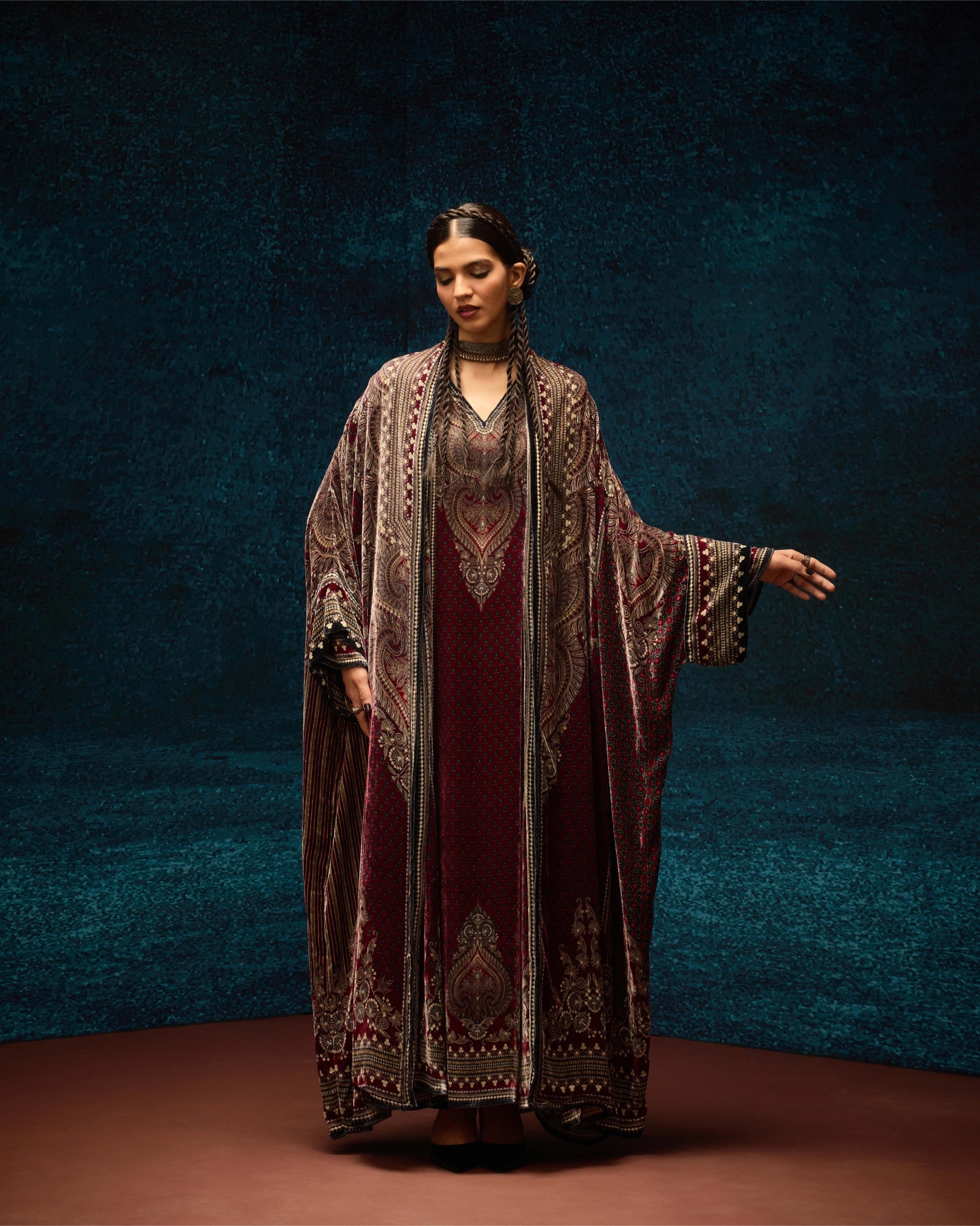 Ajrakh : Abaya - Red